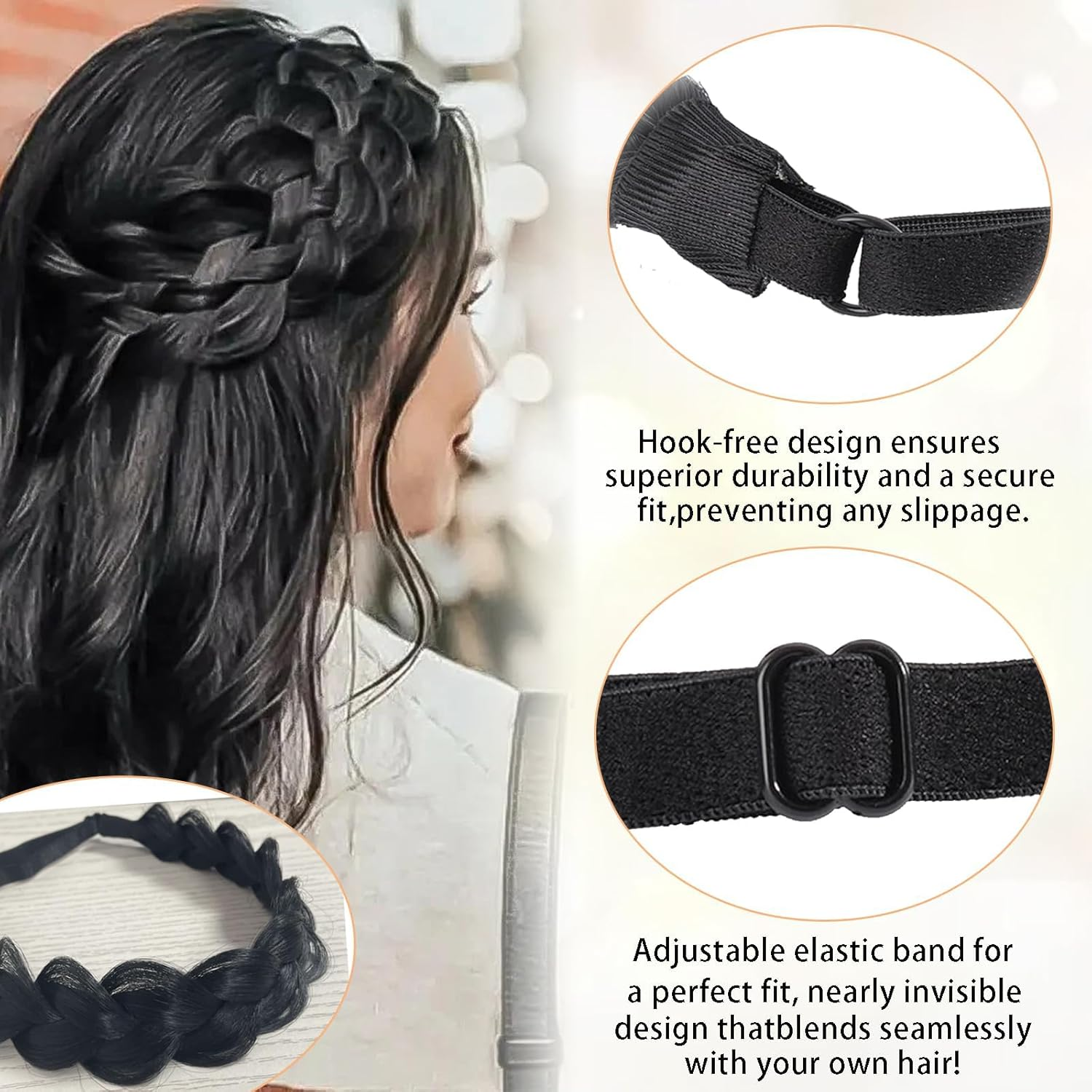 Celblisora Pack of 2 Braided Hair Bands for Women, Handmade Fashionable Braiding Hair Band with Prongs Stretch Headband for Girls, Hair Accessories for Parties and Festivals image number 2