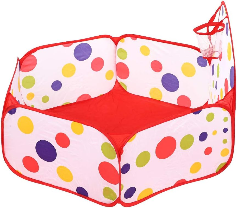 Baby Ball Pit Play Tent, Pop up Play Tent for Toddlers Children Baby Kids, Ball Pool Fence with Basketball Hoop, Toys Gifts for Girls Boys, Balls Not Included, Pink Polka Dots(120Cm) image number 4