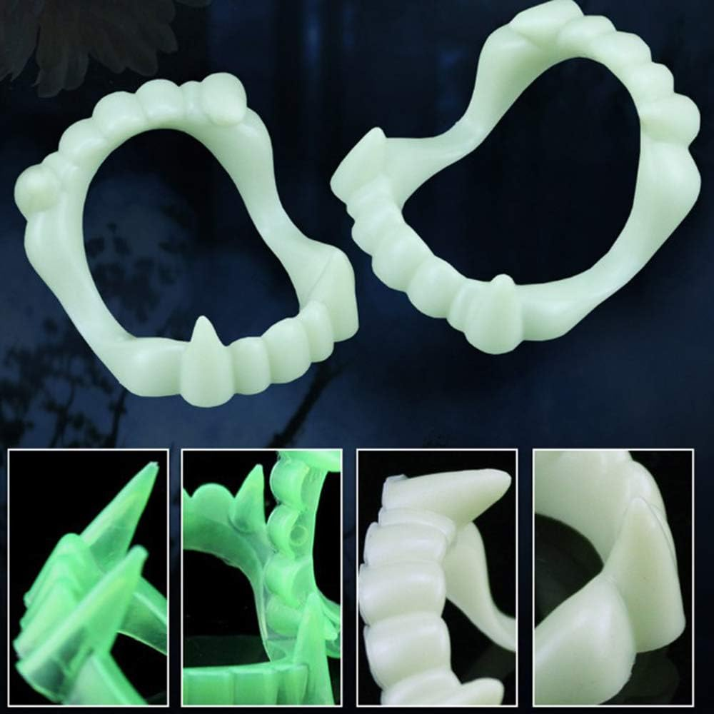 Halloween Vampire Teeth - Glow in the Dark - One Size Fits Adults Children - for Halloween Party,Fancy Dress image number 2