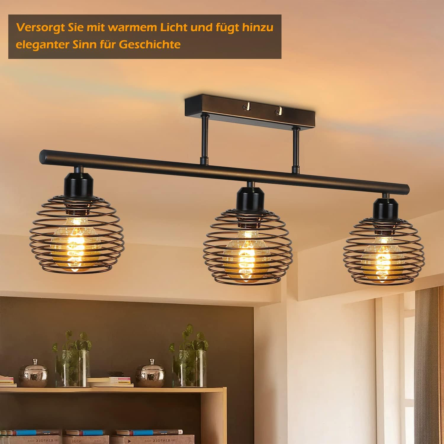 Vintage Edison LED Bulb, Dimmable E27 4W LED Bulb, Vintage Edison Lamp Dimmable E27, Ideal for Nostalgic and Retro Lighting, Orange (G80 CS) image number 3