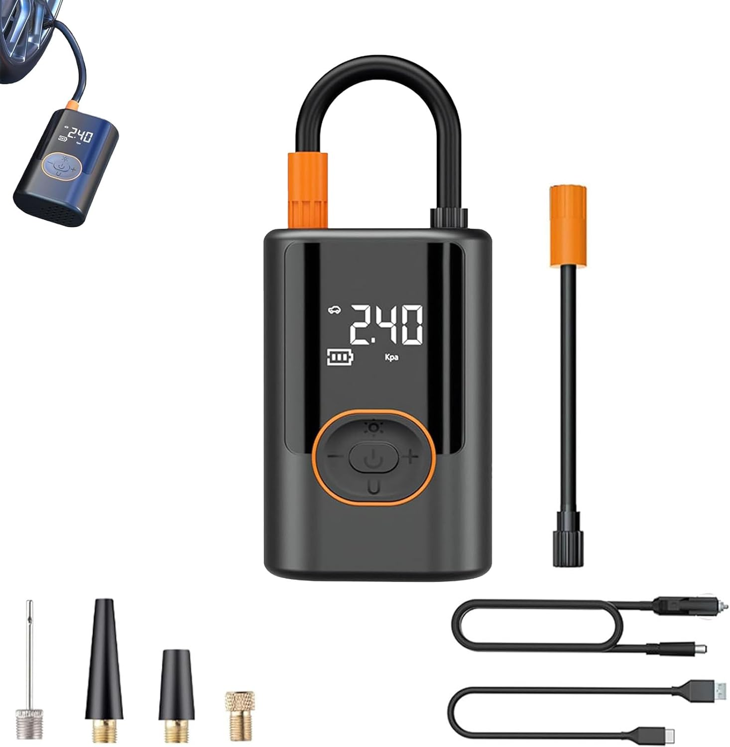 Aircore S1 &ndash; Smart Portable Tire Inflator | Wireless Wired Power Bank, 150 Psi Air Pump, Portable Mini Air Pump Suitbable for Car, Motorcycle, with USB Power Bank & Led Light