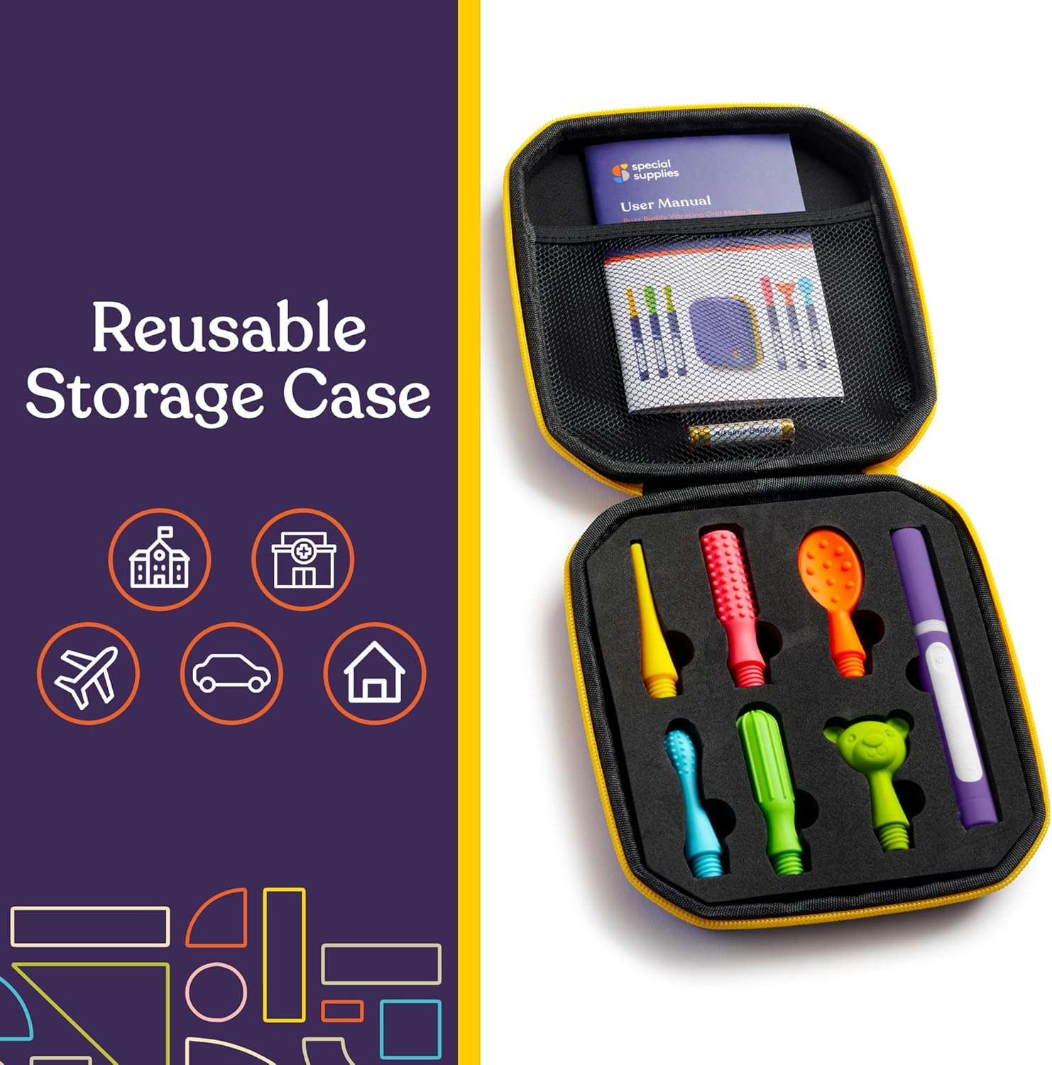 Special Supplies Buzz Buddy Oral Stimulation Toys with 6 Soft Textured Interchangeable Heads, Calm Sensory Needs, Support Speech, and Stimulate Self Feeding, Gentle Vibrations image number 5