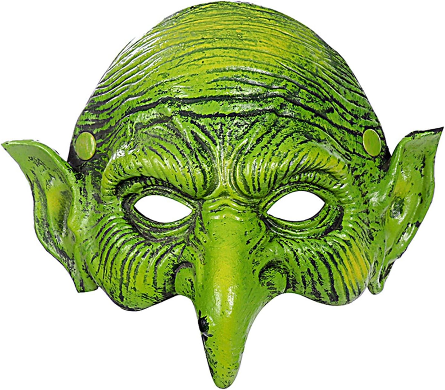 TINAYAUE Scary Witch Mask with Elastic Band Green Face Goblin Elf Ears Cosplay Fancy Costume Mask Horror Halloween Masks Carnival Dress up Themed Party Prank Stage Props