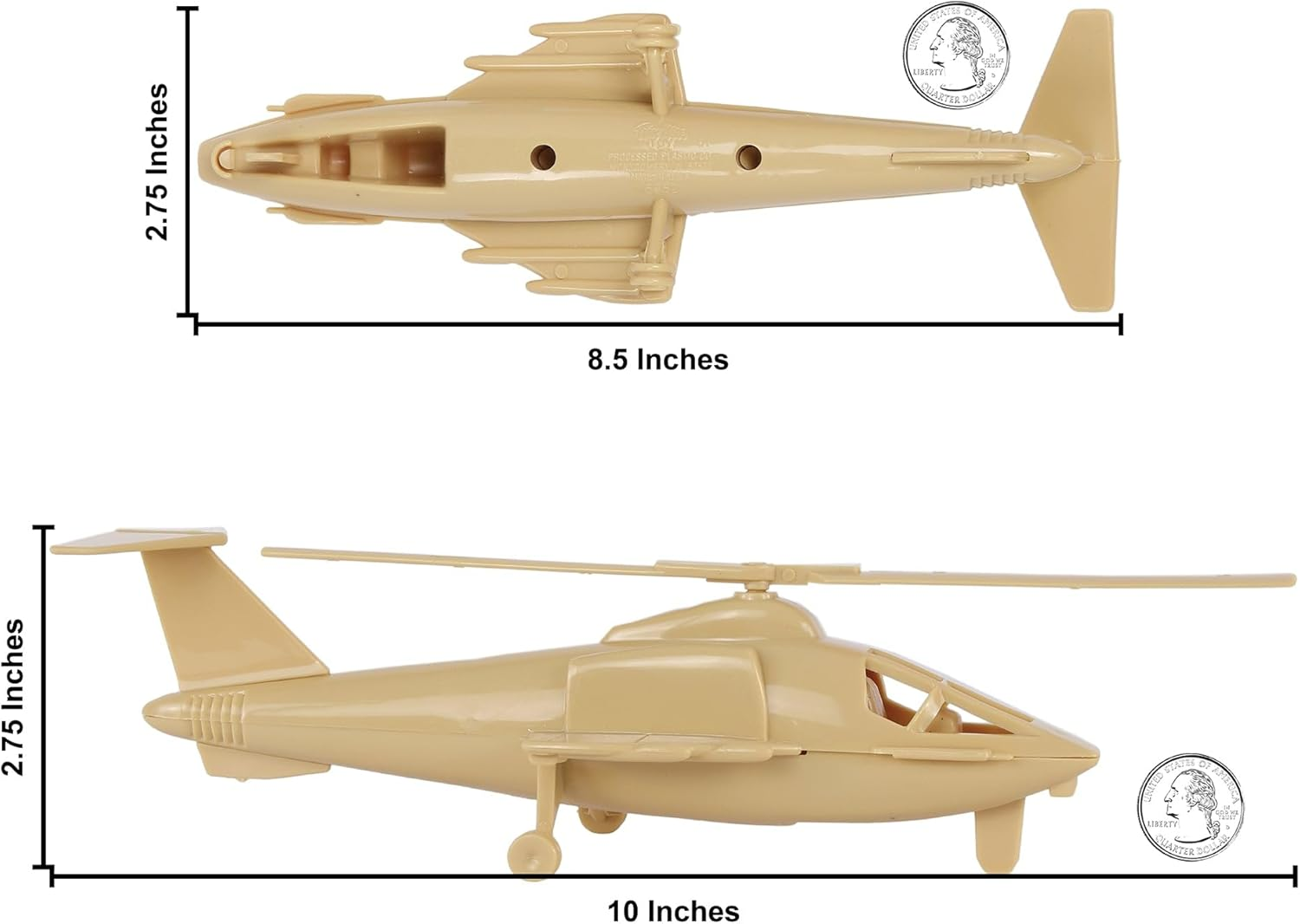 Timmee Air Support Helicopters - 2Pc Tan Plastic Army Men Choppers US Made image number 6