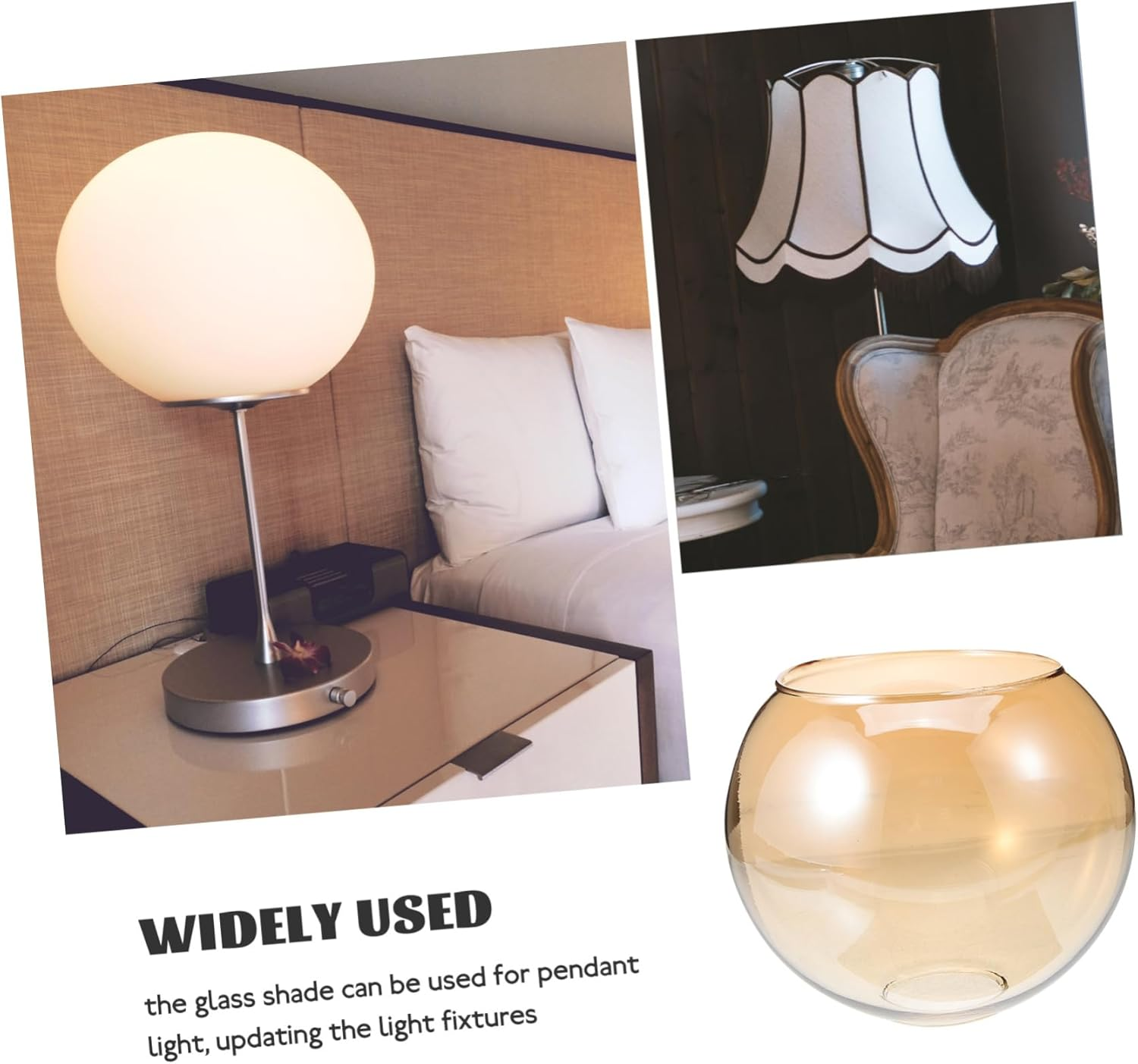 DOITOOL Amber Glass Pendant Lamp Shade Double Opening Globe Cover 150Mm Diameter 42-45Mm Fitting for Modern Hanging and Fixtures image number 6