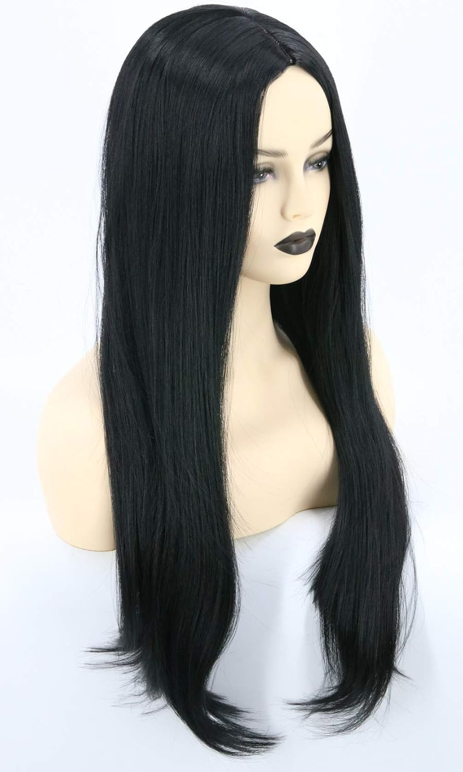 Topcosplay 26 Inch Long Black Straight Wig for Women Cher Wig Halloween Cosplay Synthetic Wigs (Black) image number 6