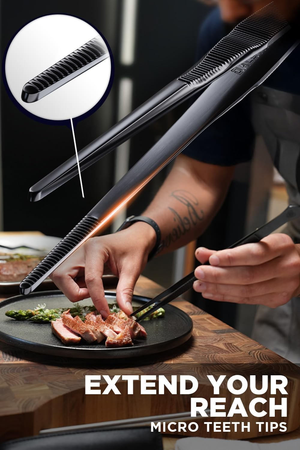 DALSTRONG - Professional Kitchen & Cooking Tweezers - High-Precision - Black Titanium Coated - 12" (30,5 Cm) - BBQ, Plating, Multi-Use image number 5