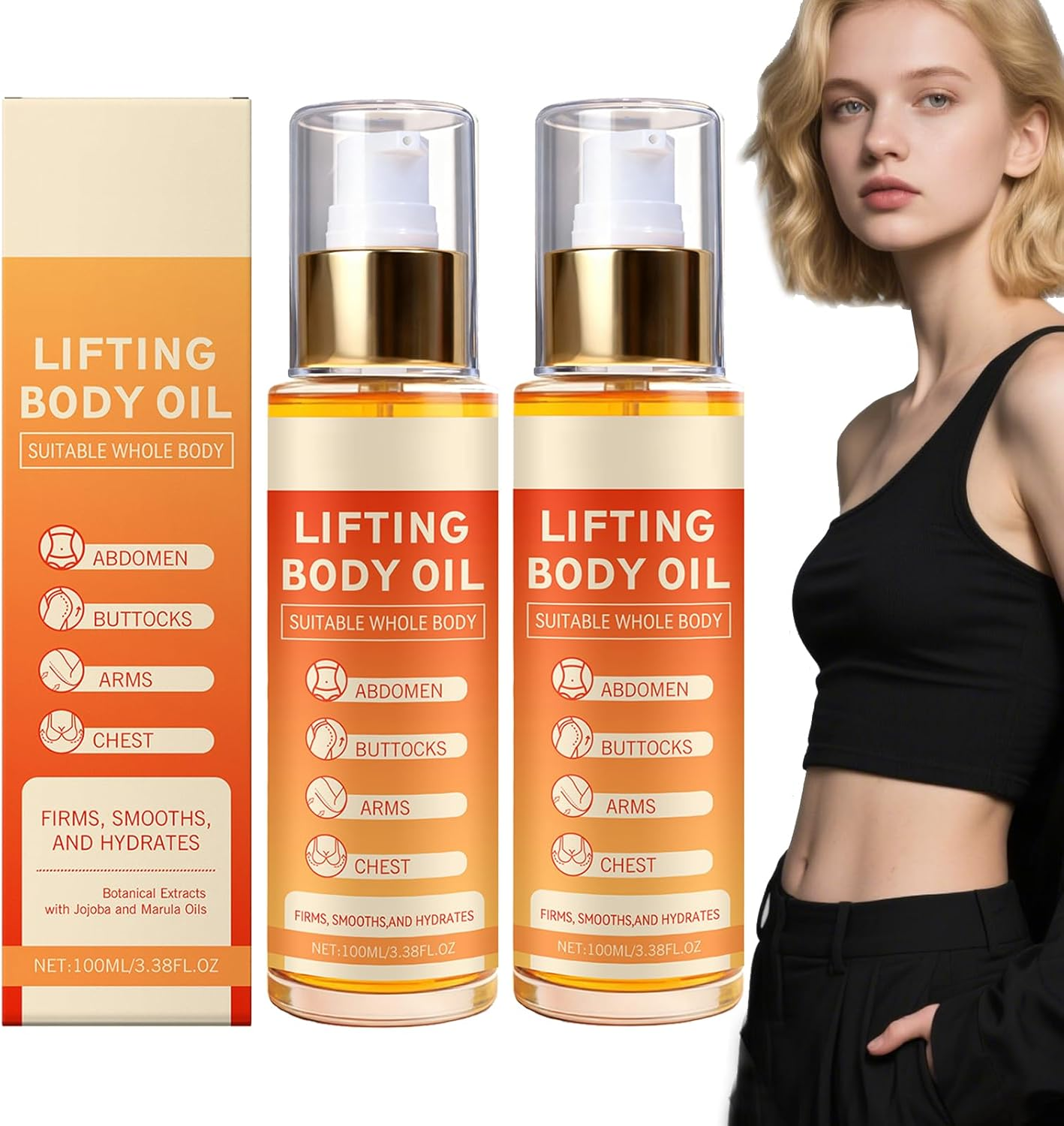 Anti-Aging Face Serum Infused Body Firming Oil - Glow Remedy for Sagging Areas, Body Firming Moisturizing Oil, Deep Moisturizing Massage Oil for Dry Skins (6Pcs)