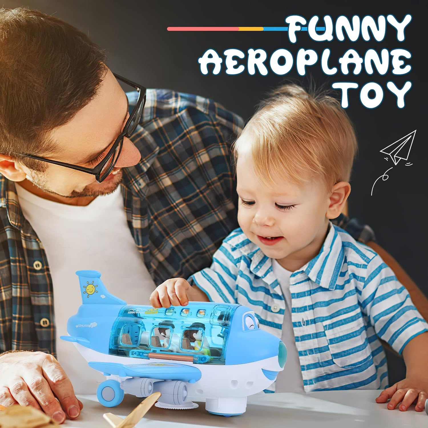 Aeroplane Toys Electric Toy Plane Gifts for Boys Girls Children Stunt Electric Aircraft Toy with Light Effects Passenger Airplane Simulation Model 360&deg; Rotating image number 2