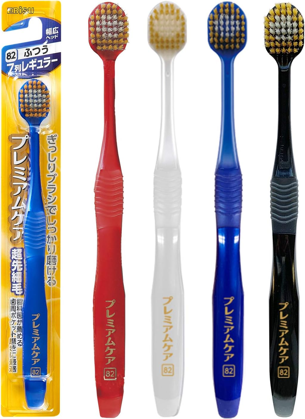 Ebisu Premium Care Toothbrush, 7 Rows, Regular, Set of 3 (Assorted Colors) image number 3