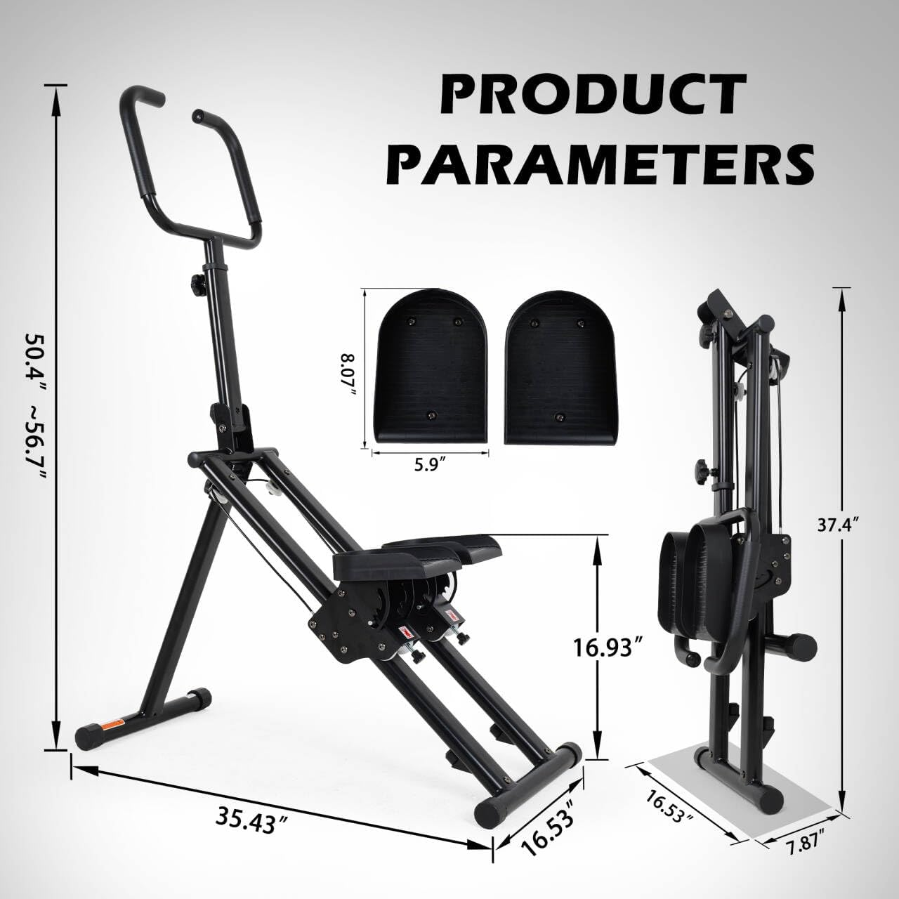 Leikefitness Stair Stepper for Home Gym,Vertical Climber Machine for Full-Body Workout,Foldable Cardio Stepper with Adjustable Handle and Treads for Women & Men - Black image number 4