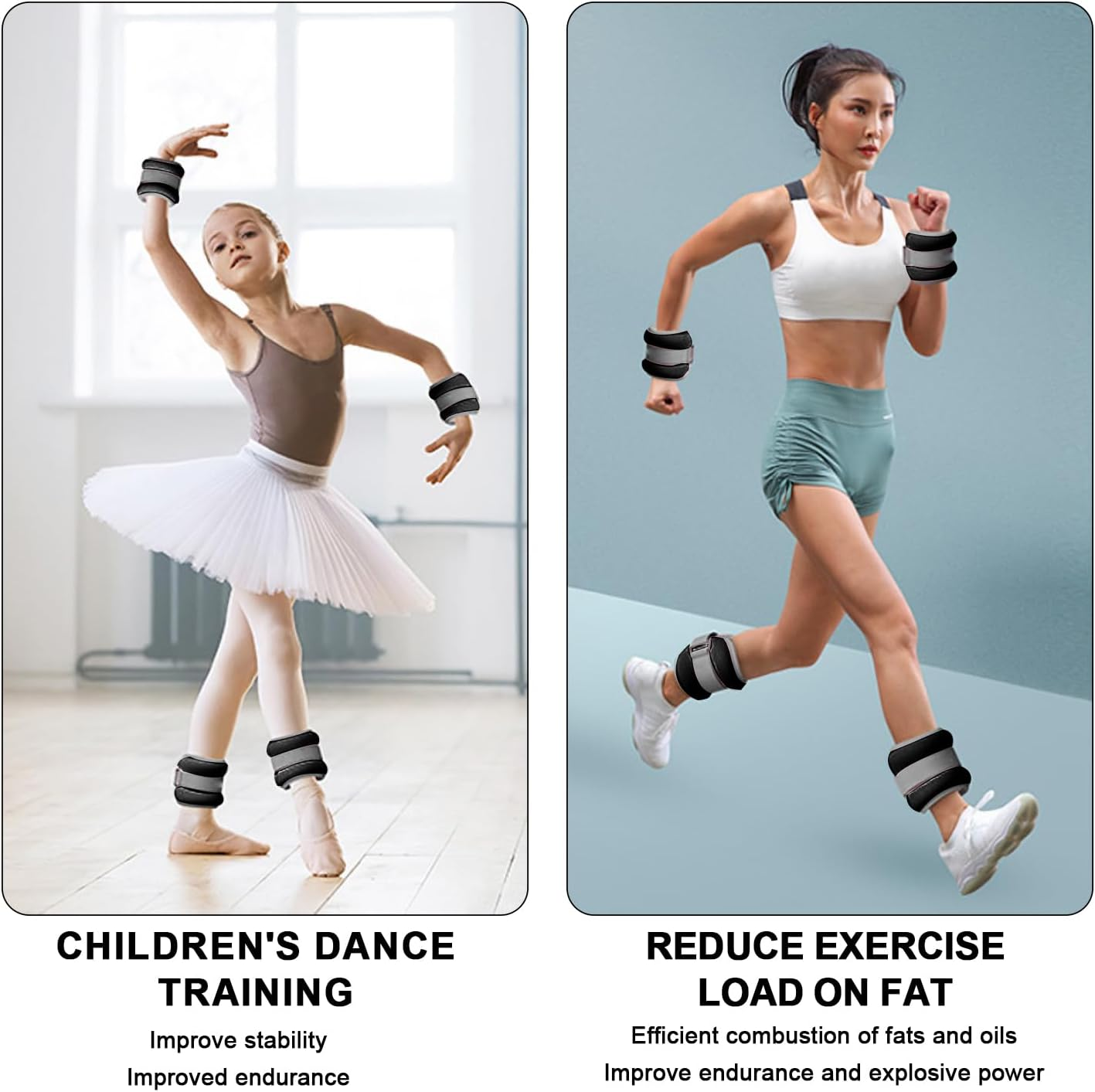 Wrist Ankle Arm Leg Weights Set of 2 (1KG/PCS) Adjustable Wearable Ankle Weight Wrist Weights Gym Sandbag Training Fitness Equipment for Walking, Yoga, Dance, Barre, Pilates, Cardio, Aerobics, Jogging image number 1