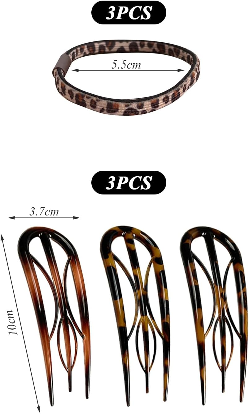 3 Pieces U-Shaped Hairpin, 3 Pieces Elastic Hair Rings, Simple and Fashionable Hair Accessories, French Hair Pin for Women, Creative Hairpin, Bun Styling Accessories image number 5