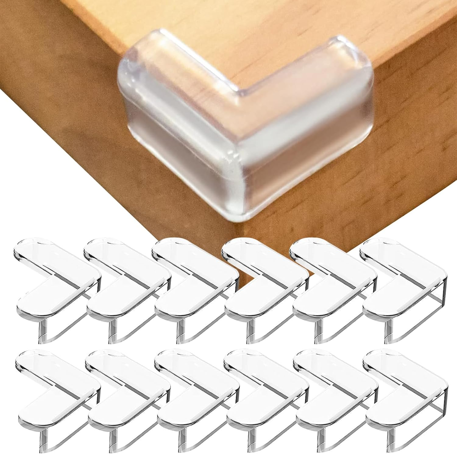 16PCS Clear Corner Protector, L Shaped Silicone Rubber Corner Guards for Furniture, Bed, Dressers and Cabinets, Table Protectors and Edge Bumpers, Waterproof Smooth Surface image number 1