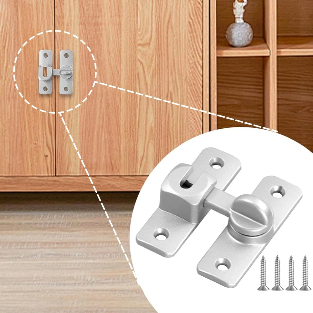 90/180 Degree Barn Door Lock & Gate Latch,Aluminum Alloy Security Hardware for Barn Doors Cabinets Windows Bathrooms Gardens and Sliding Doors image number 2