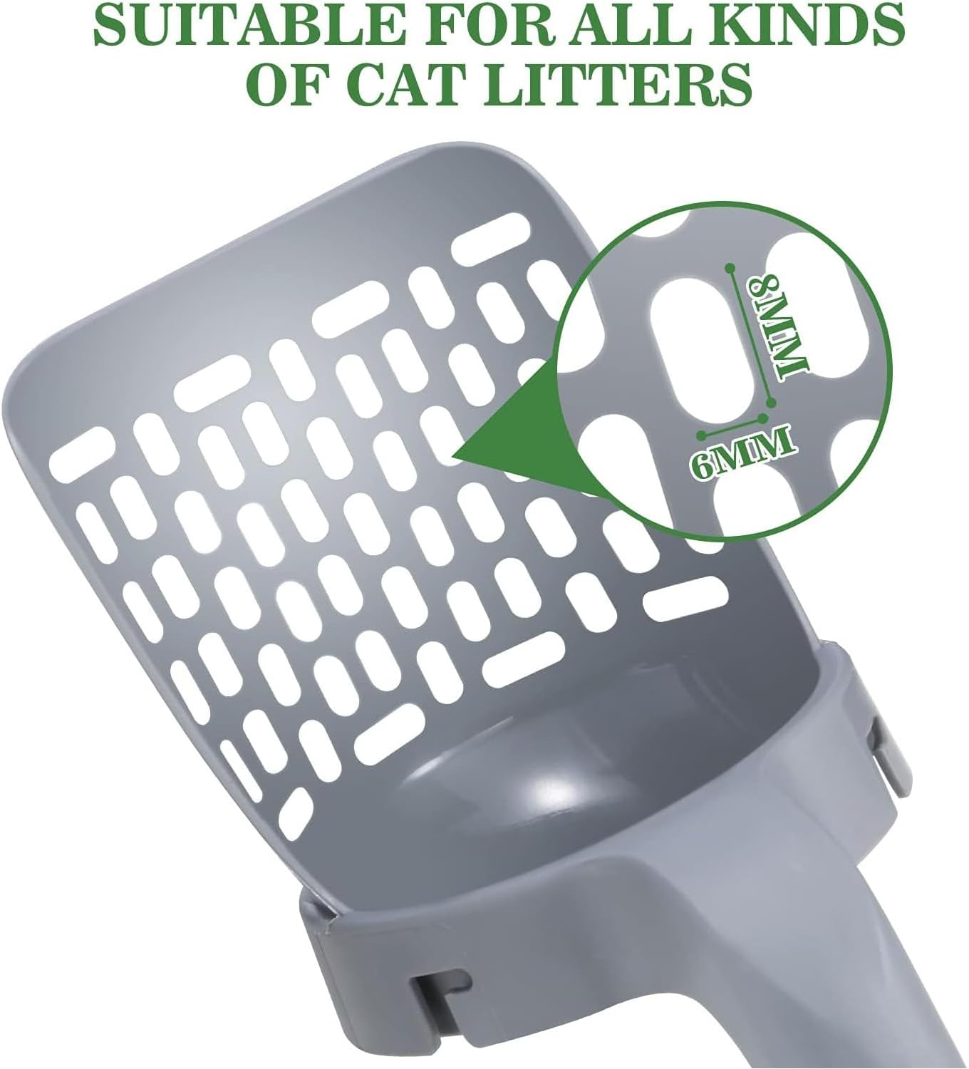 Cat Litter Scooper with Holder, Cat Litter Shovel with Refill 8 Rolls of Litter Bags, Large Capacity Cat Scooper Portable Shovel