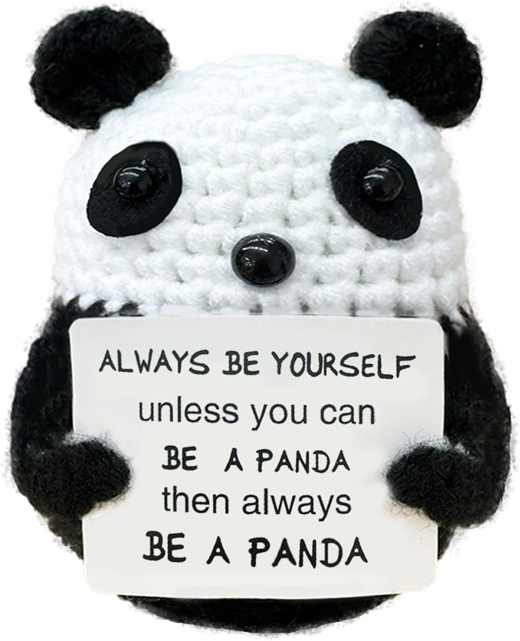 Fathers Day Gift Funny Panda Crochet Gifts, Inspirational Small Animals Cute Stuff, Birthday Gifts for Women and Men, Handmade Emotional Positive Crochet Panda Decor. image number 5