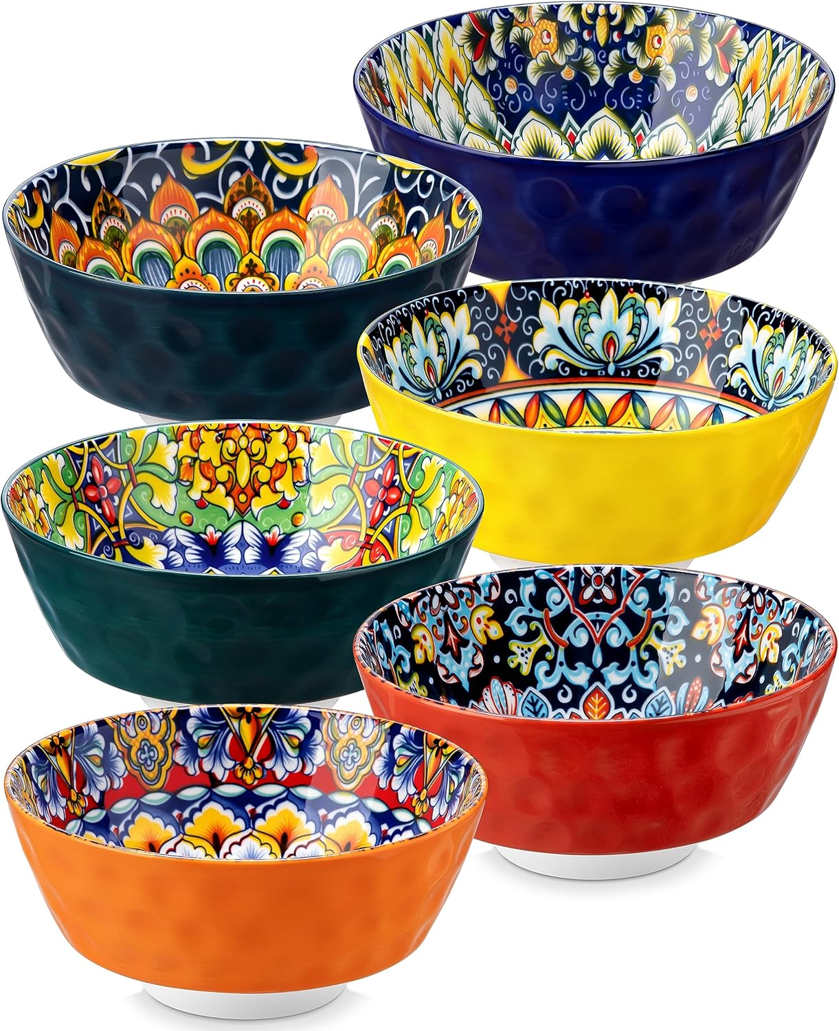 Vancasso Pasta Bowl Set, Ceramic Salad Bowls of 6, 32 Oz Large Corlorful Serving Bowls for Kitchen, Dishwasher & Microwave Safe Soup Bowls, Pasta Plates
