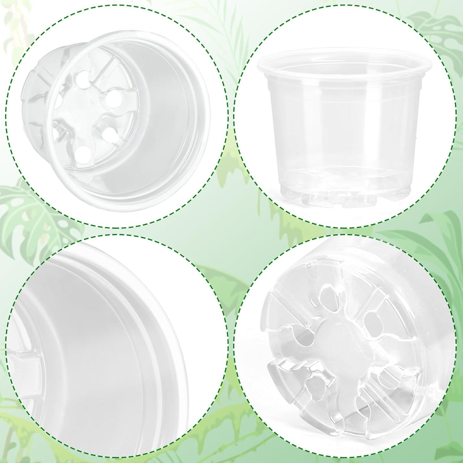 OUPSAUI 20 Pack 3.5 Inch Clear Nursery Pots for Plants, Clear Plastic Plant Pots with Drainage Holes, Flexible Nursery Pots Variety Pack, Seedling Planter Seed Starter Pots (3.5 Inch) image number 1
