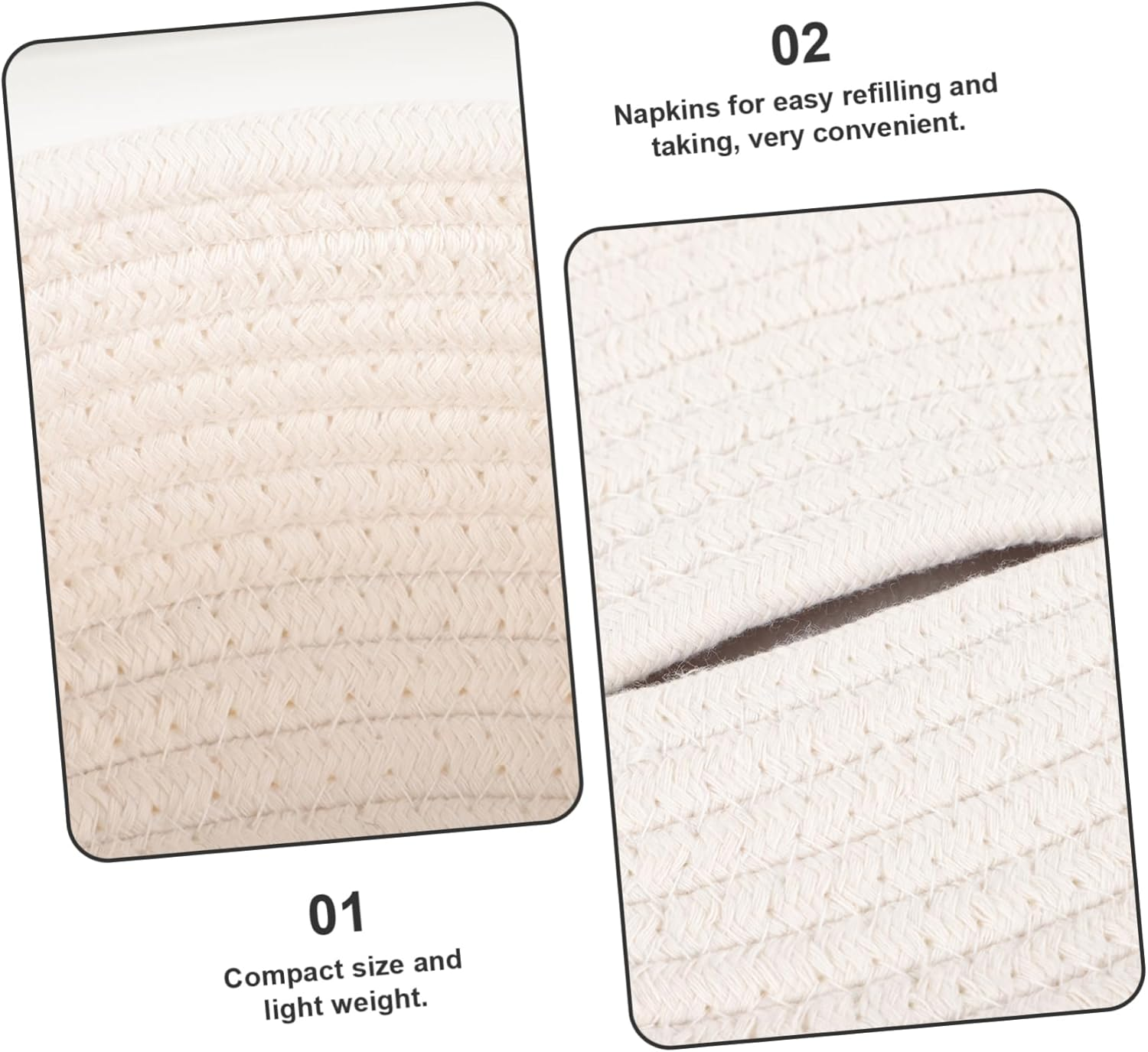 Generic Box Napkin Container Lids Basket Tabletop Wipe Dustproof Novelty Accessories Bins Sack Products Clear Shelves Rattan Paper Towel Holder Napkin Storage Case White Cotton Rope image number 6