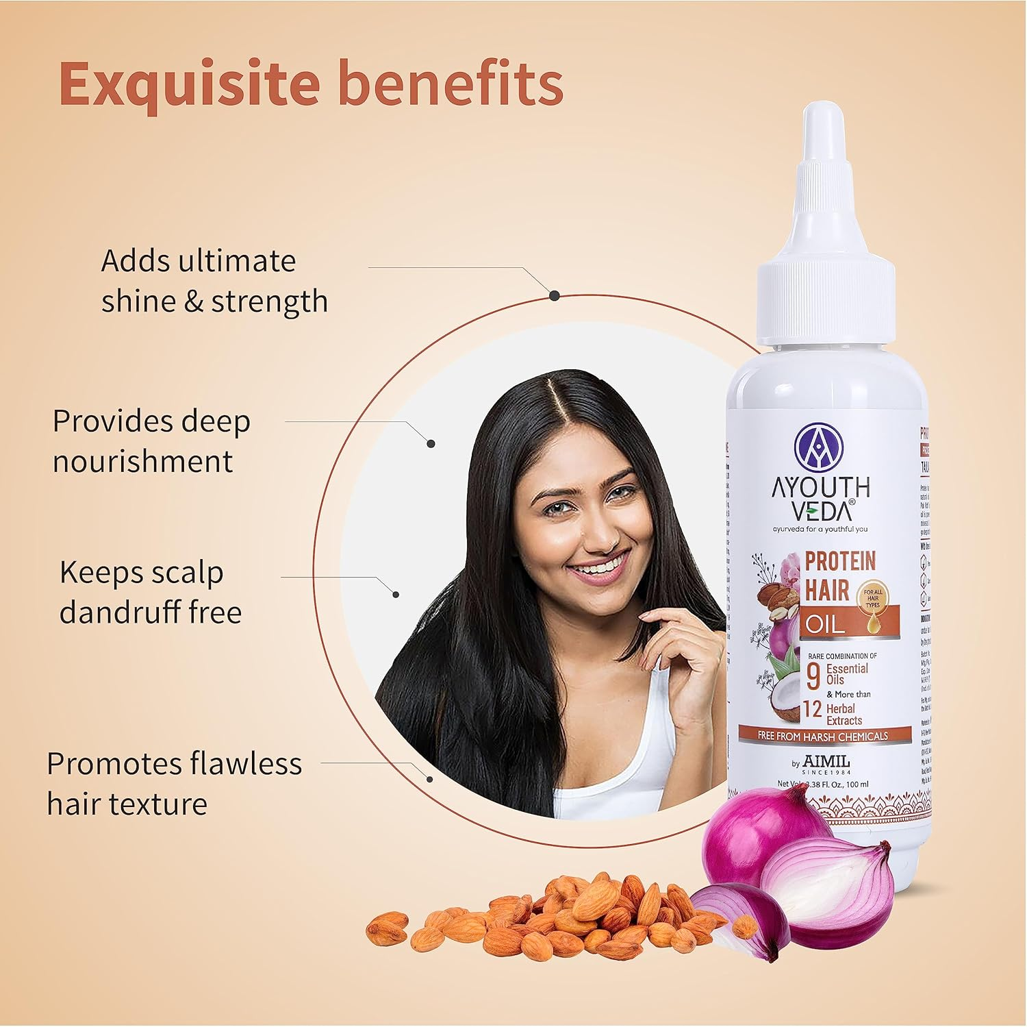 Ayouthveda Protein Hair Oil for Healthy Hair Growth and Deep Nourishment | Fights Dandruff Control Hair Breakage & Hair Fall | Blend of Essential Oil & Herbal Extracts - 100 Ml (Pack of 1) image number 1