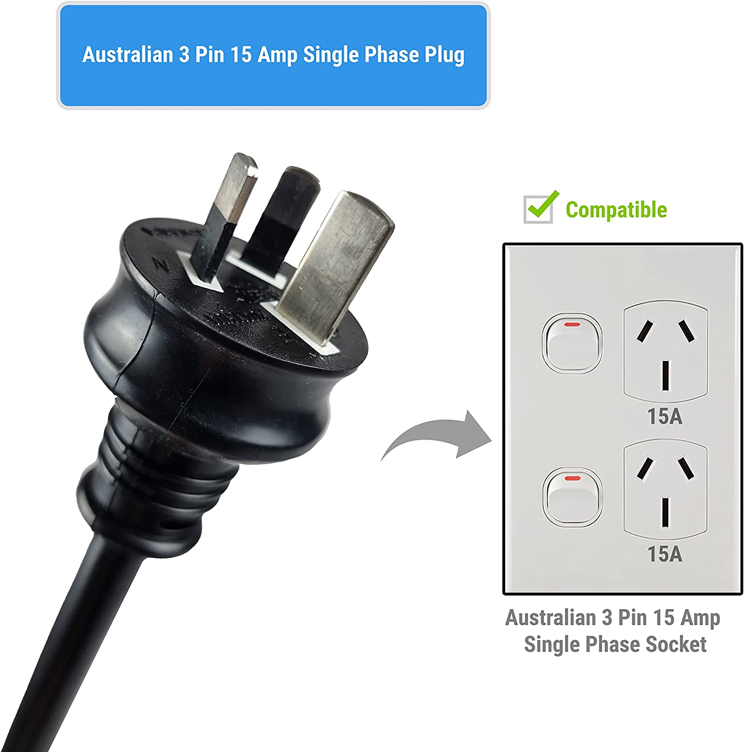 Portable EV Charger 15A Type 2 Adjustable 15 Amp 3 Pin Australia Plug to Type2 5 Metres Max Power 3.4Kw Fit Tesla Model Y Tesla Model 3 BYD MG EV UMC Replacement image number 2