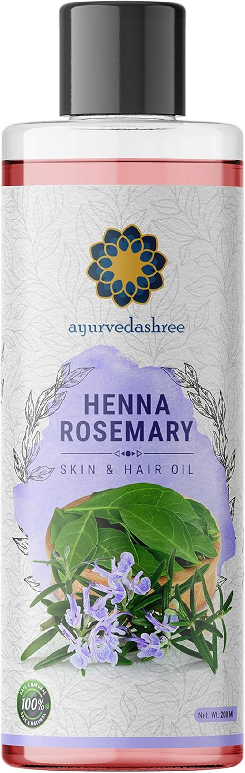 AYURVEDASHREE Henna Rosemary Hair Oil 200 Ml 6.76 Fl Oz with Neem Oil Shikakai Oil Bhringraj Oil Amla Oil Brahmi Oil Sesame Oil Olive Oil & Sunflower Oil&hellip;
