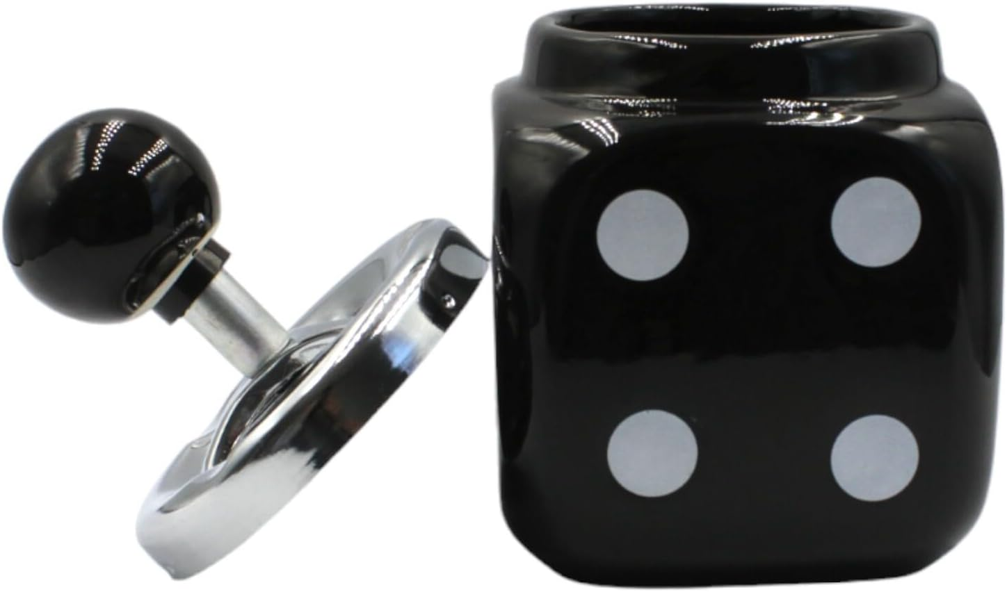 Ceramic Retro Black Dice Cube Cute Ashtray Gifts for Smokers Home Ashtrays for Indoor Outdoor Patio Desktop Decor Cigarette Ashtray image number 2