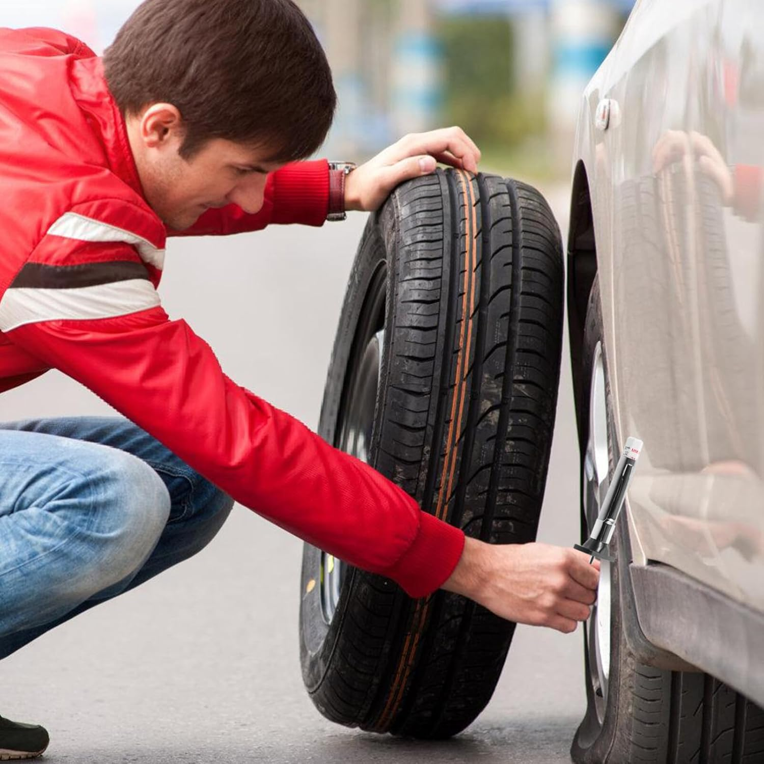 Gatuida Digital Tread Depth Gauge 0-25Mm Accuracy Automotive Tire Depth Tool Easy to Use for Mechanics Enthusiasts image number 1