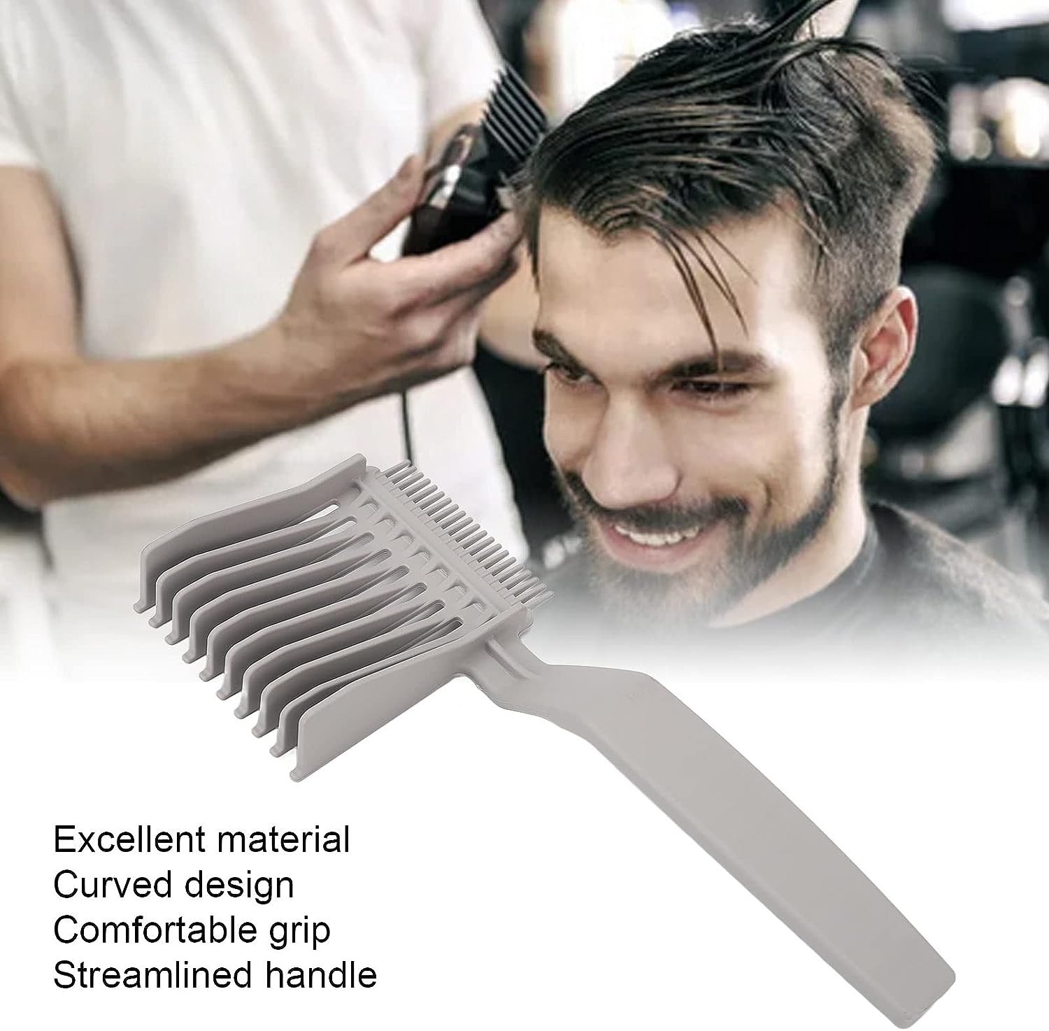Professional Barber Fade Comb - Curved Positioning, Ergonomic Design, Rounded Teeth Haircut Clipper Comb - Gradienter Design for at Home or Barbershop