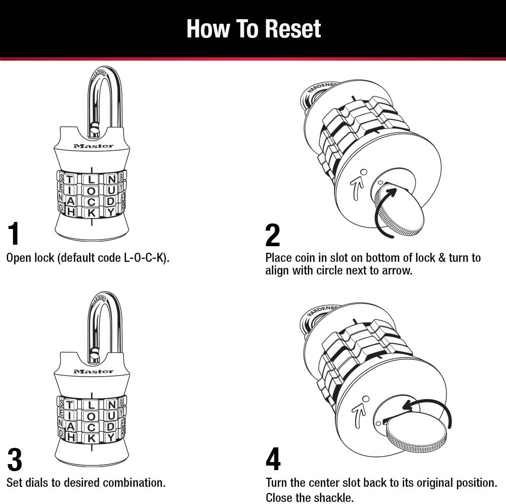 Master Lock Word Combination Lock, Set Your Own Word Lock for Gym and School Lockers, Colors May Vary, 1535DWD image number 4