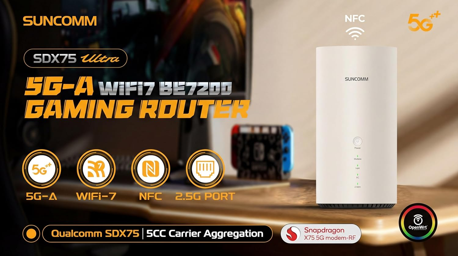 SDX75 5G Advanced Modem Router | Snapdragon X75 Modem-Rf System | Qualcomm 5G AI Processor Gen 2 | 5CC Carrier Aggregation | Wi-Fi 7 Mesh Gateway | NBN Replacement image number 6