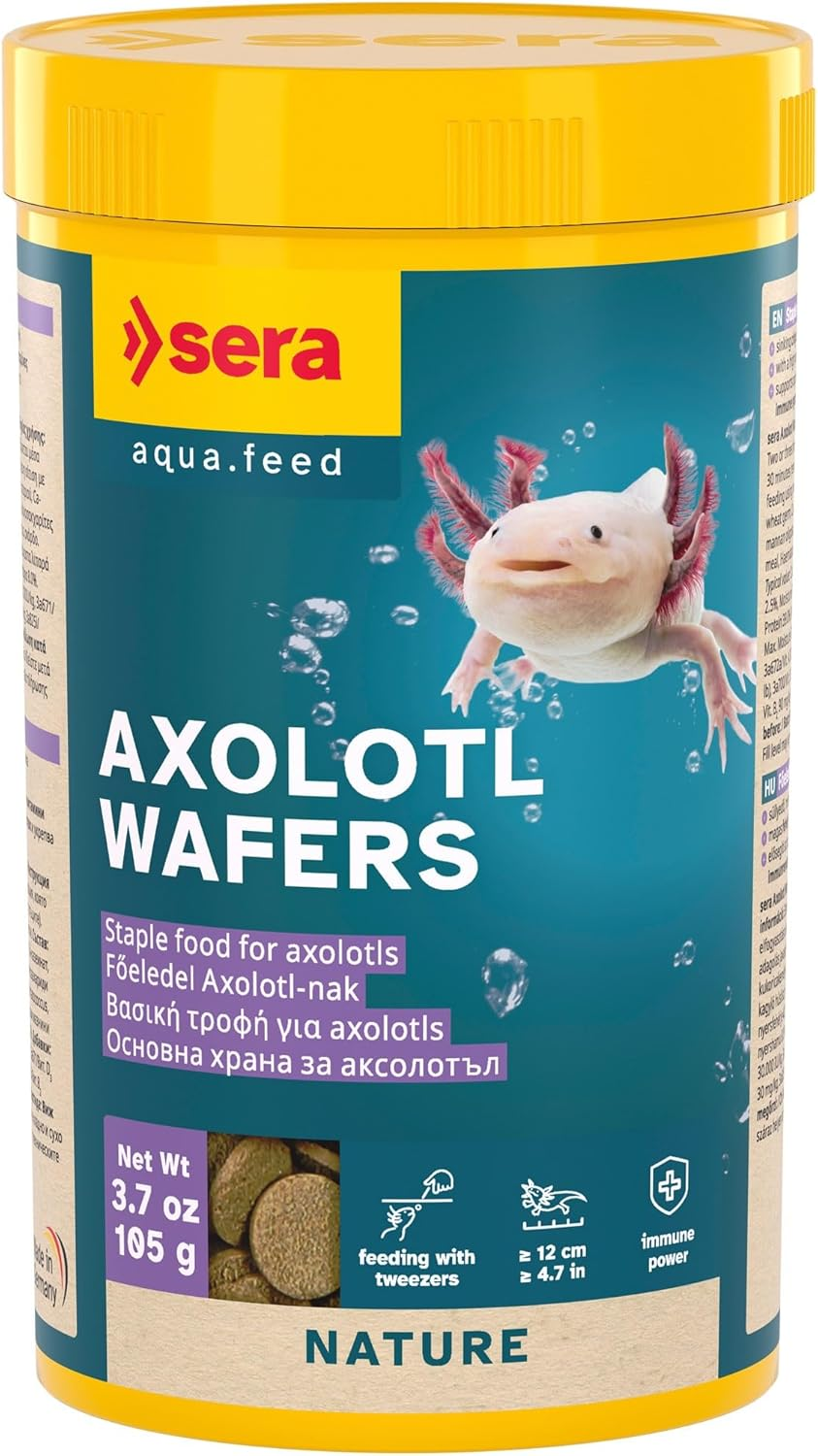 Sera Axolotl Wafers, Staple Food for Axolotls, Quickly Sinking Chips That Retain Their Shape, with a Succulent, Soft Consistency, for Freshwater Aquariums and Ponds, 250Ml (105G)