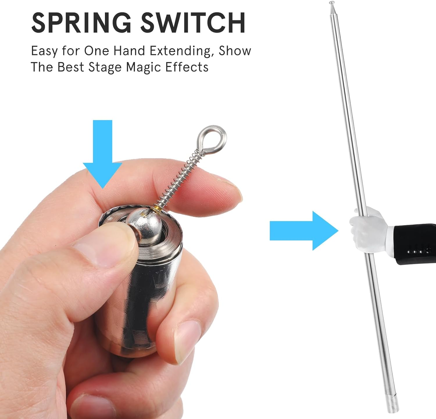 Healifty 2Pcs Metal Appearing Cane Magician Wand Retractable Collapsible for Professional Magician Stage Close- up Magician Tricks Accessories image number 5