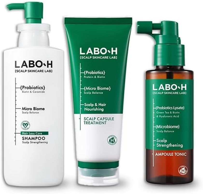 Scalp Strengthening Shampoo (400 Ml) and Scalp Strengthening Capsule Conditioner (220 Ml) and Tonic Serum Spray (100 Ml). K-Beauty Hair Growth & Anti-Loss Care Set for Labo-H image number 4