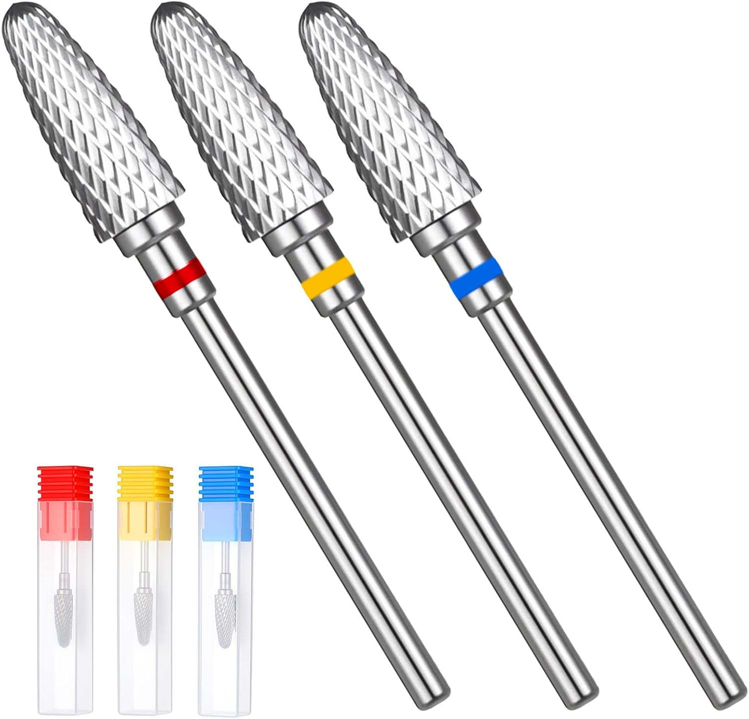 Qianyu 3PCS 3/32" Carbide Nail Drill Bit, Cone Tungsten Drill Bit Set Professional Drills Machine Accessory Remove Acrylic Hard Gels Quickly and Safely for Nail Art Manicure Pedicure image number 2