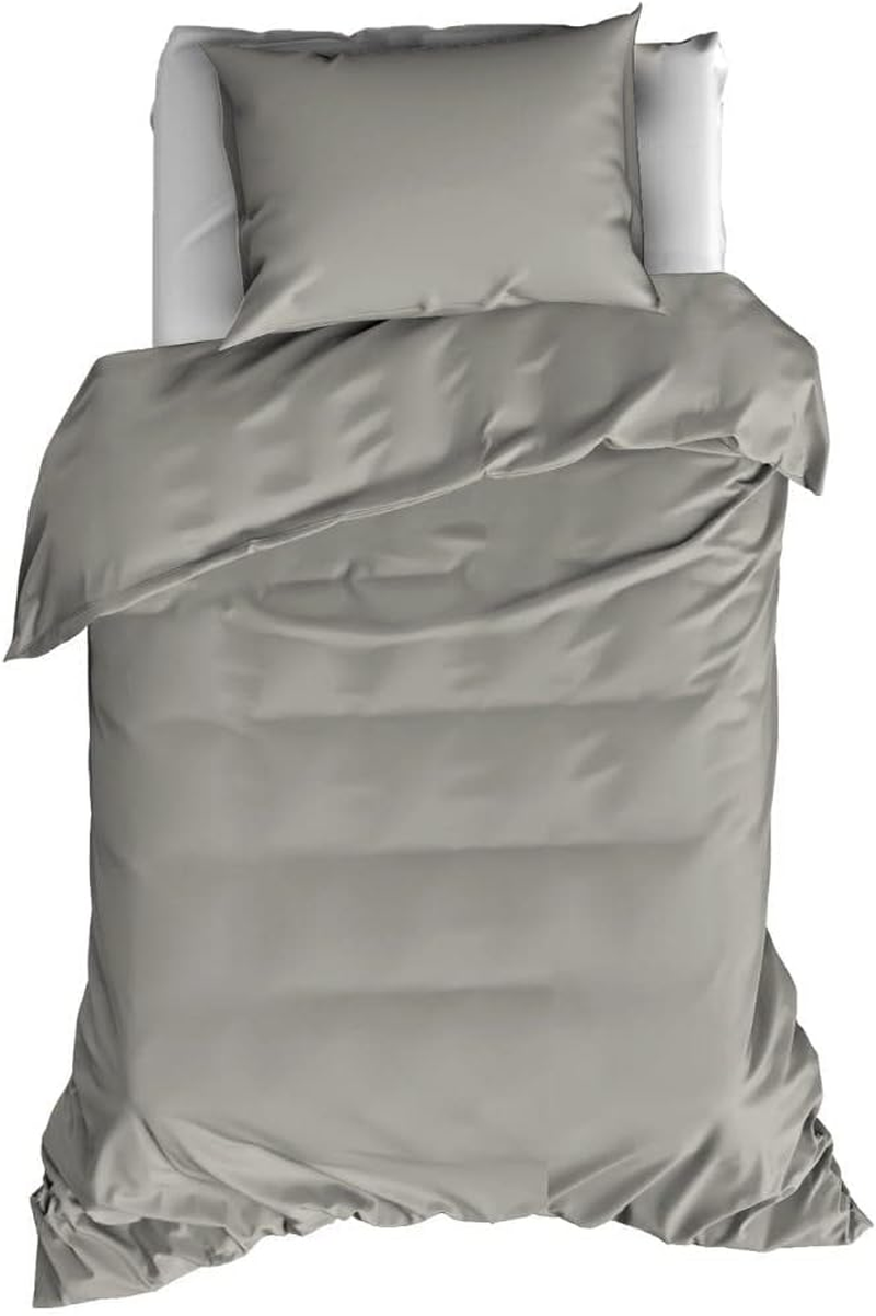 De Witte Lietaer Olivia Quality Satin Combed Cotton Bedding Set, Dark Grey/Ebony, 260 X 240 Cm + 2 Pillowcases