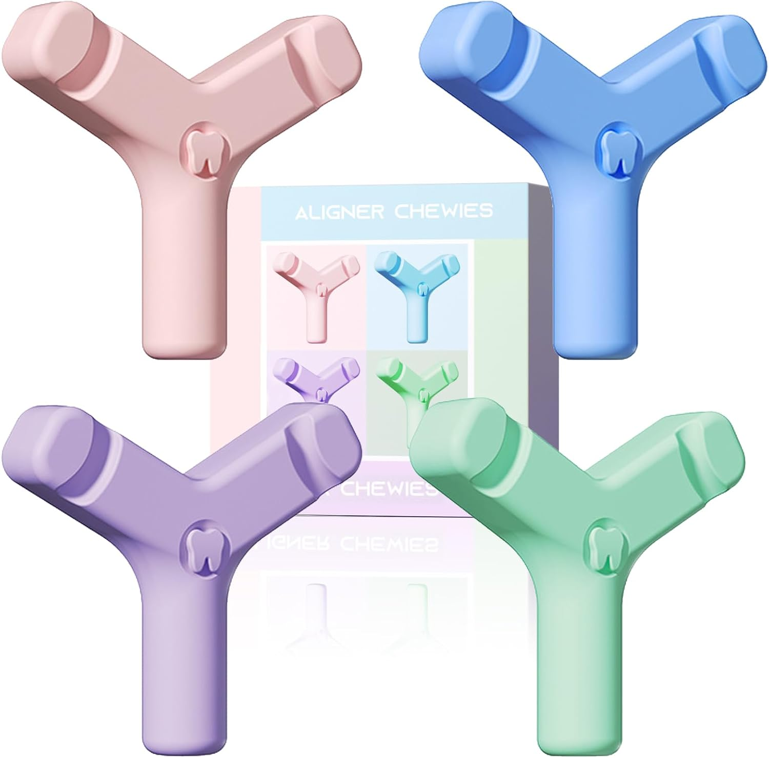 4 Pack Aligner Tray, Y-Shaped Handheld Aligner Chewies for Invisalign, Compatible with Invisalign Braces, Aligner, Retainer