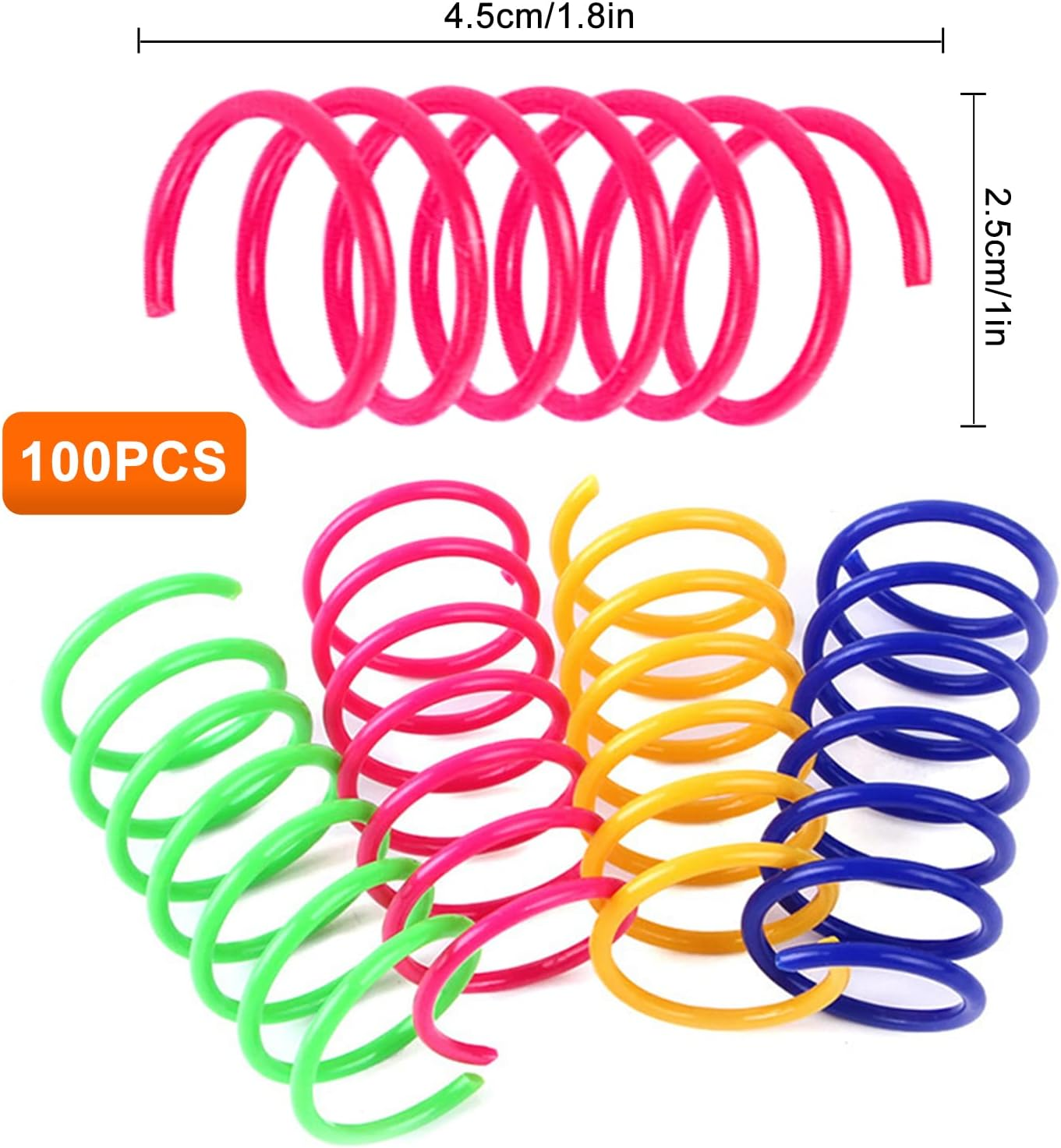 Cat Spring Toy for Cats, Pack of 100 Cat Spring Toys, Interactive Cat Toy, Plastic Spiral Feathers, Spiral Cat Toy, Wide Colourful Spiral Feathers, Spring Spiral for Cat image number 2