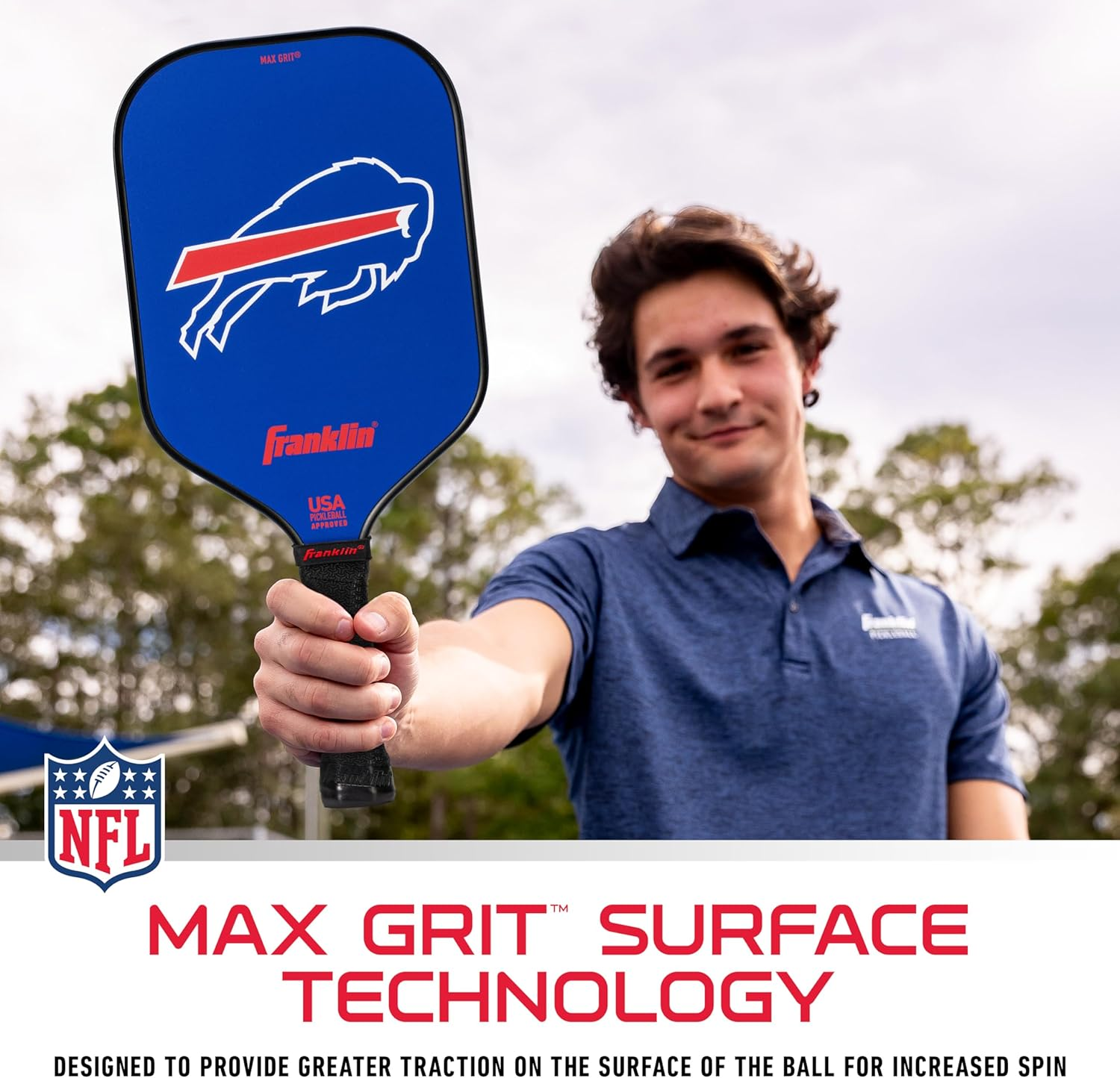 Franklin Sports NFL Pro Pickleball Paddle &ndash; 13MM Signature Series Pro Pickleball Paddle with Maxgrit Surface - Official NFL Team &ndash; USAP Approved - Premium Quality - Authentic NFL Team Logos image number 1