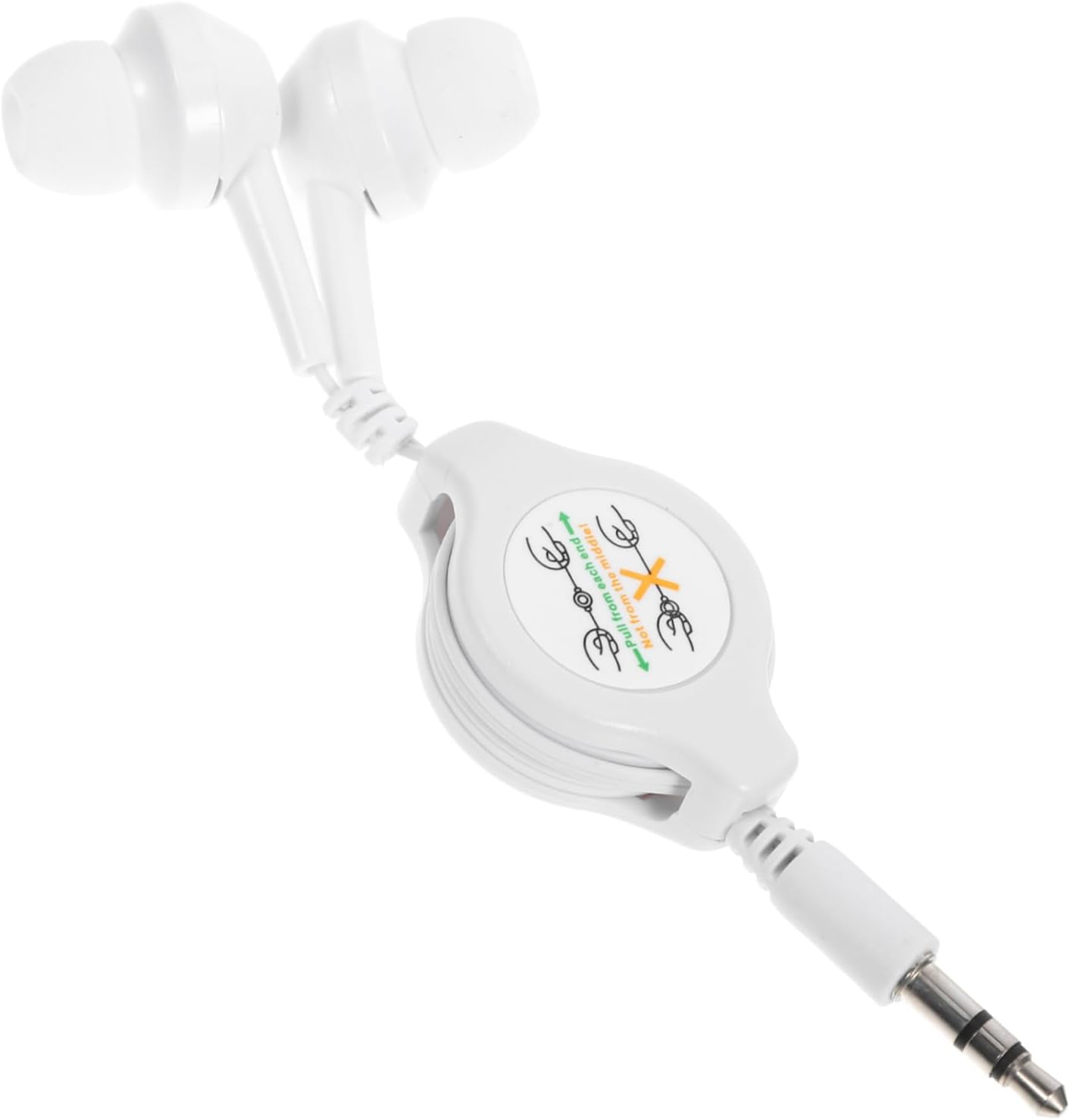 MUELODSIC Retractable in Ear Headphones Earphones with Cushioned for Players and Digital Devices White Telescopic Earbuds for Comfortable Listening and Easy Storage image number 6