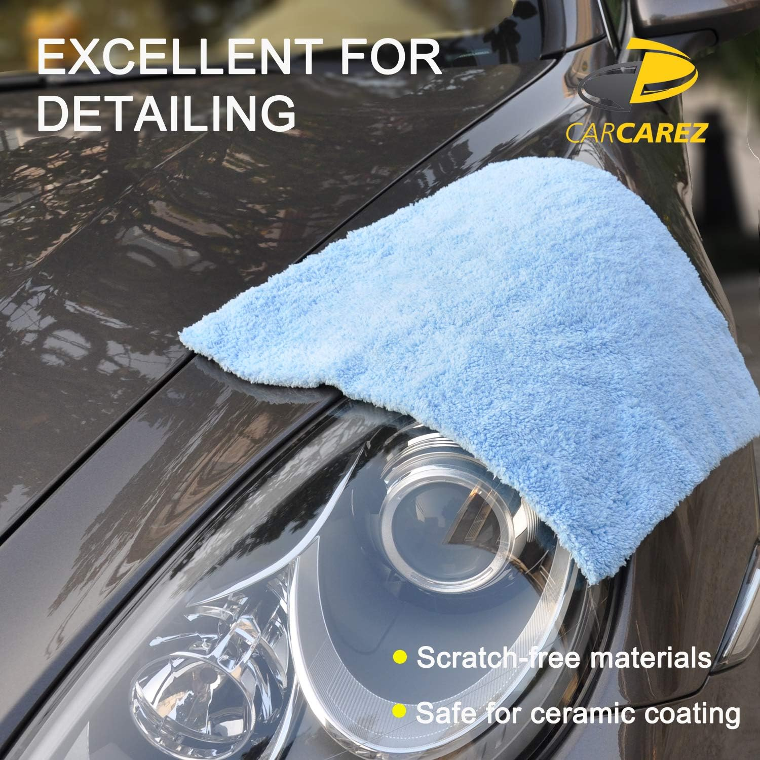 Carcarez Microfiber Car Wash Drying Towels Professional Grade Premium Microfiber Towels for Car Wash Drying Blue 450GSM 16 In.X 16 In. Pack of 6 - Grey image number 4