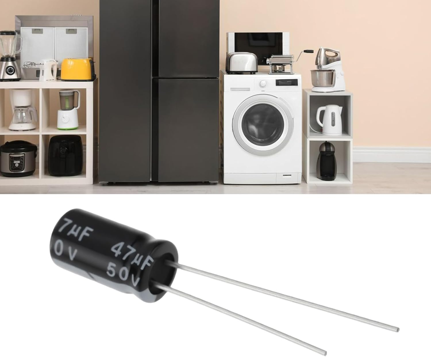 Create Idea 50Pcs 47UF 50V Electrolytic Capacitor 6.3X11Mm for Household Appliances Various Electronic Products image number 1
