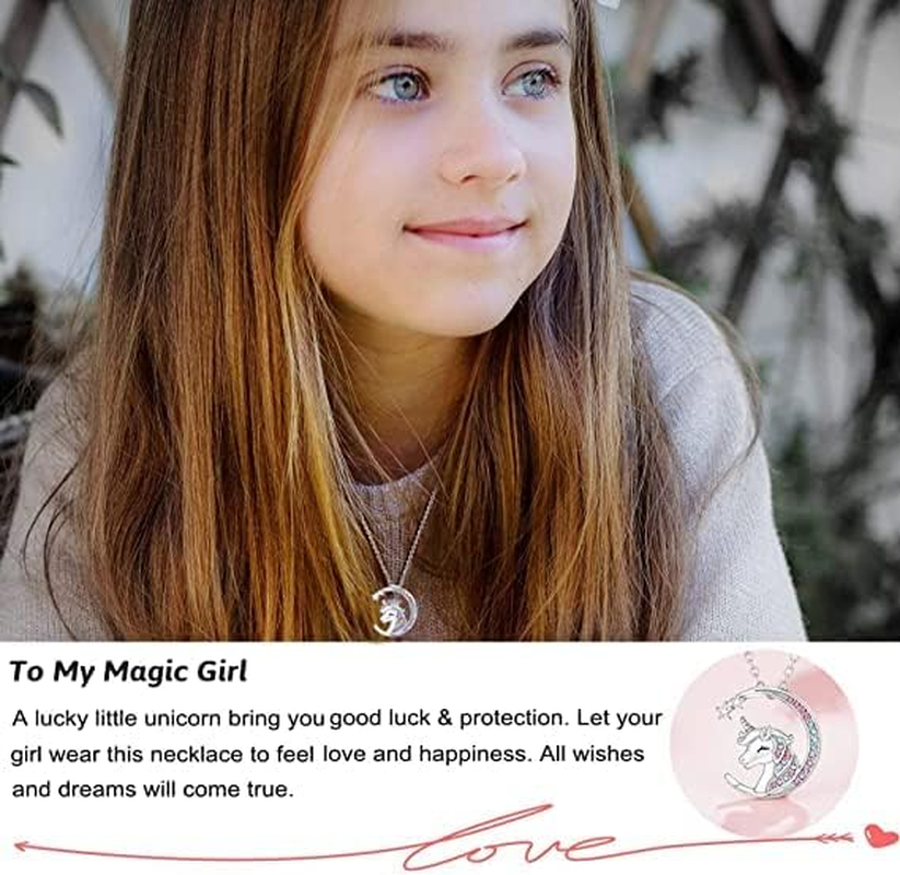You Are Magical Necklace for Girls Crystal Moon Pendant Necklaces Jewelry Gifts for Girls Daughter Granddaughter Niece Birthday, Sterling Silver, 925Silver image number 3