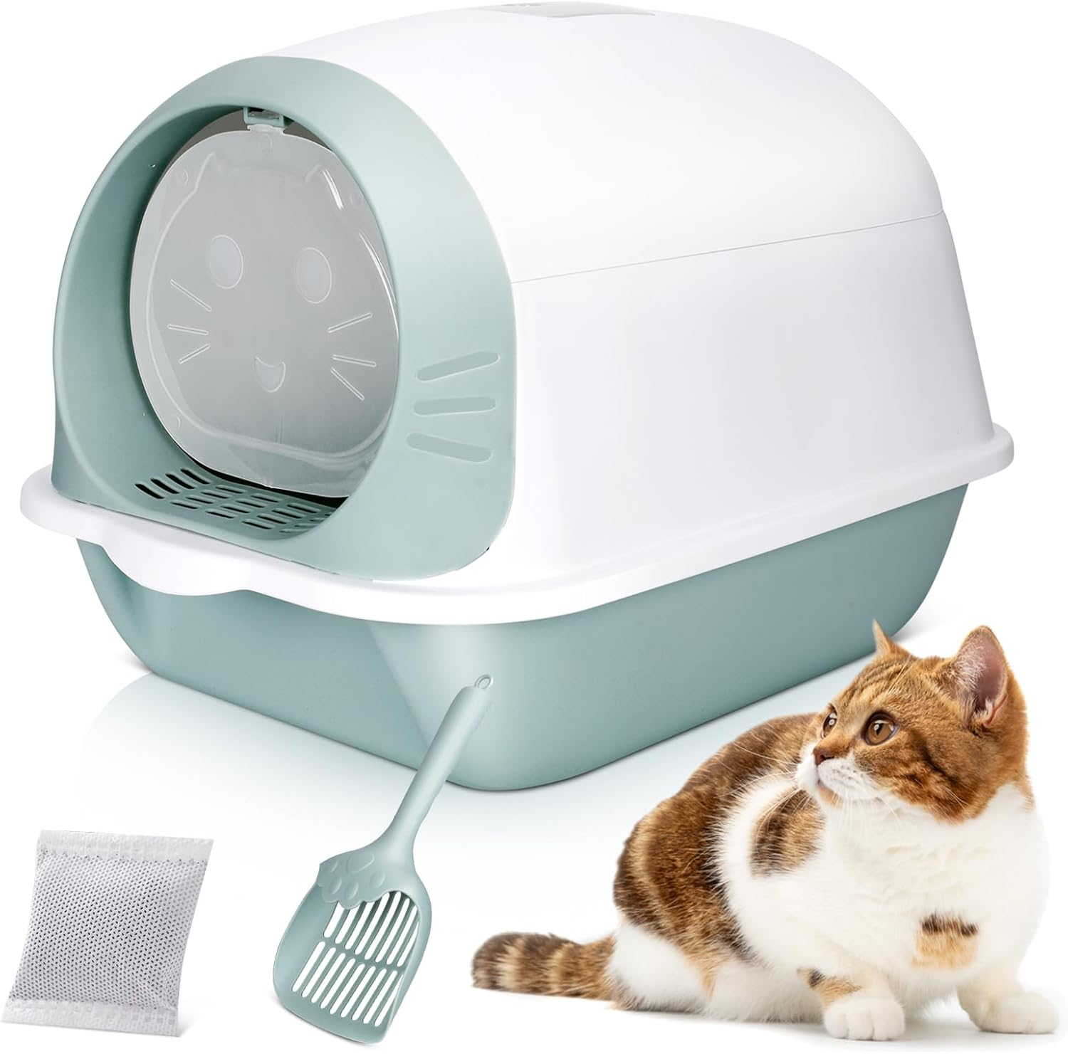 Kphico Cat Litter Box,Cat Potty with Cat Litter Scoop and Bamboo Charcoal Bag,Large Anti-Splashing Litter Box for Indoor Multiple Cats - 20" X 14" X 15" image number 5