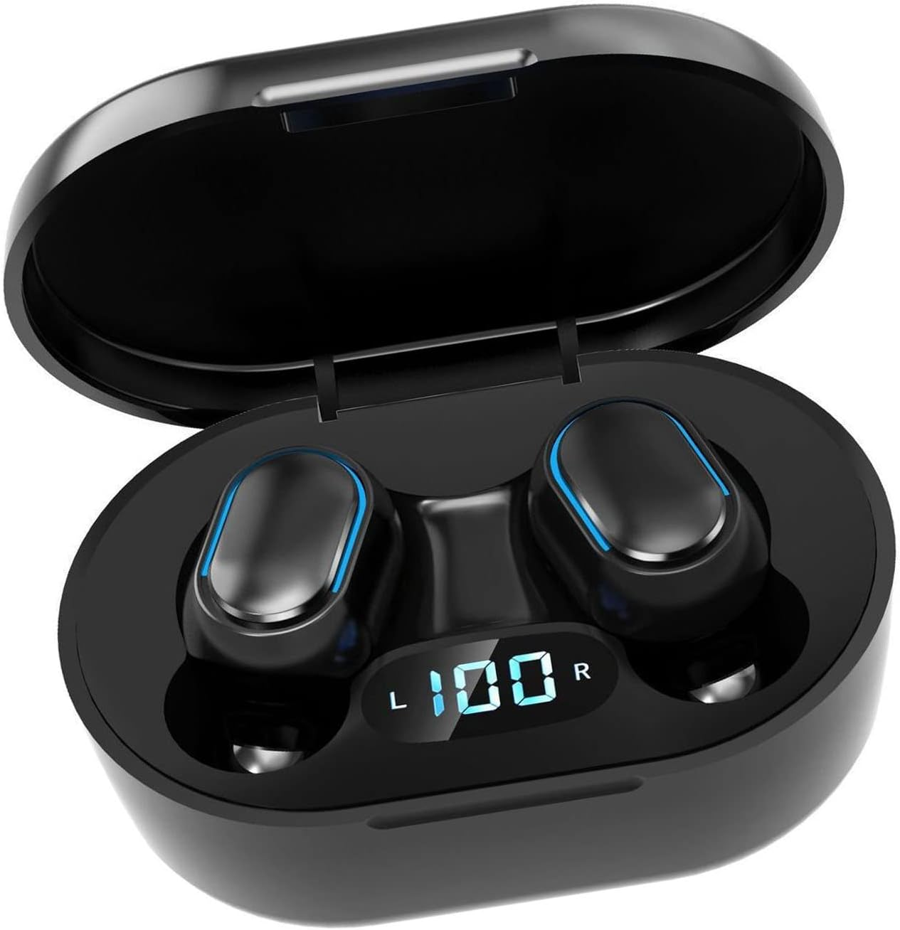 BT Gaming Earbud, Noise Cancelling Headphones with Charging Case, Wireless Headphones with Low Latency and Power LED Display, Sports Headphones for Online Meetings