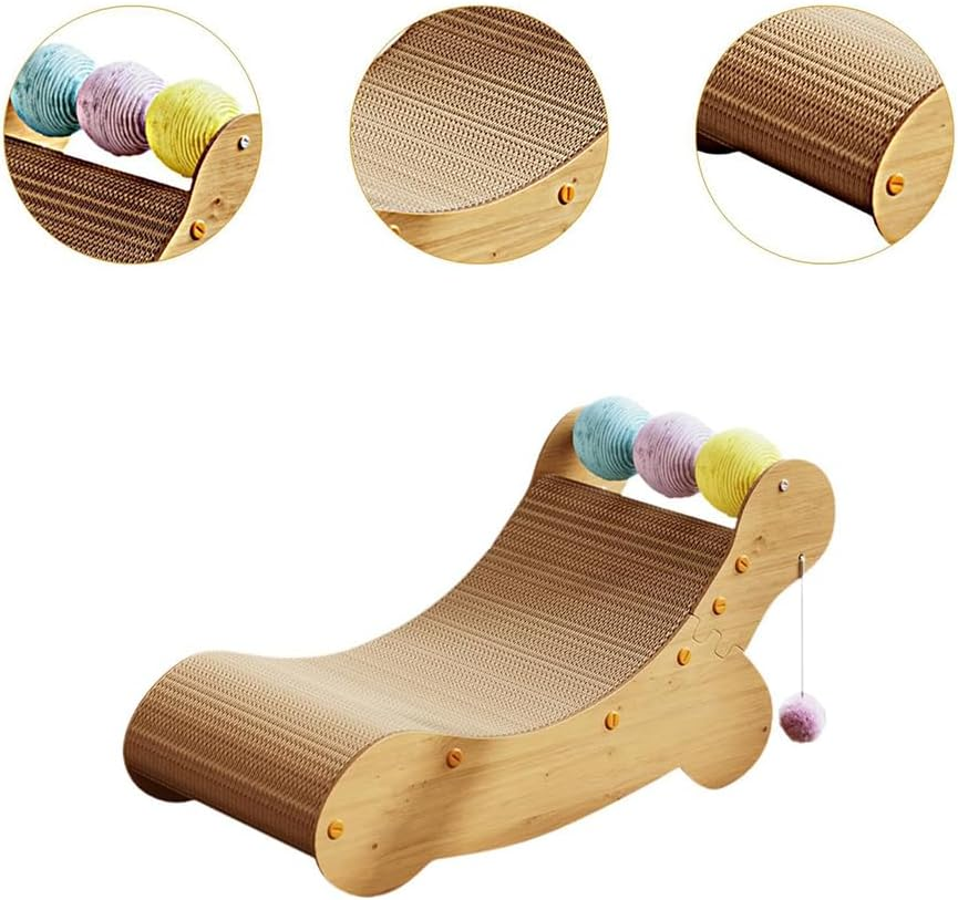 TOMVAES Cat Scratcher Cardboard, Lounge Bed for Indoor Cats, Furniture Protector with Sisal Balls, Scratching Board for Pet Cats Kitten image number 5