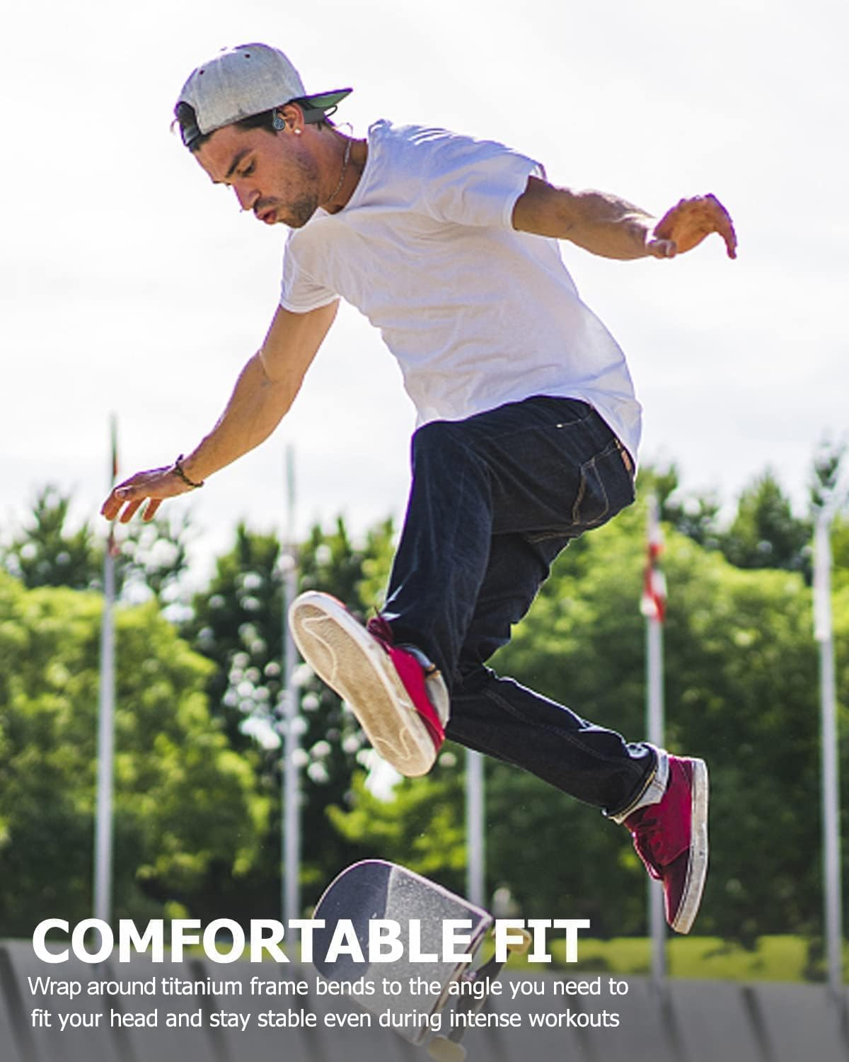 MONODEAL Bone Conduction Headphones Bluetooth Wireless Open Ear Headphones IPX5 Waterproof Headset with Microphone Sport Headphones Long Battery Life Earphones for Runners Fitness Cycling image number 2