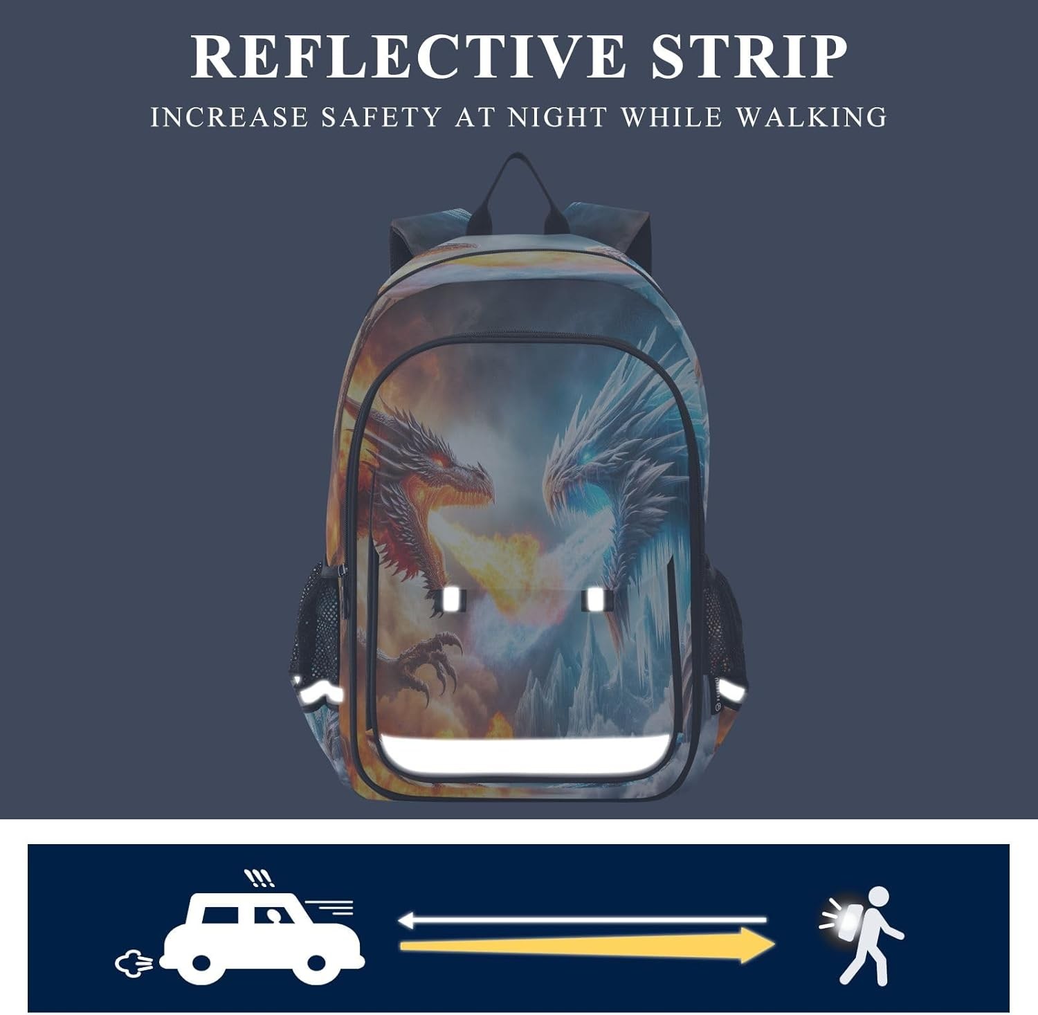 RPLIFE Pineapple Man Bookbag Kids, Boys Elementary School Backpack, Kids Large Backpack - Basketball On Fire image number 5