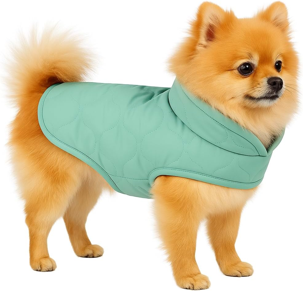 Winter Dog Coat - Tosca Mint Green - A: 25 Cm W: 30-34 Cm C: 39-43 Cm - Polyester - Washable at 30 &deg;C - Soft Fleece - High Collar - Flamingo image number 2